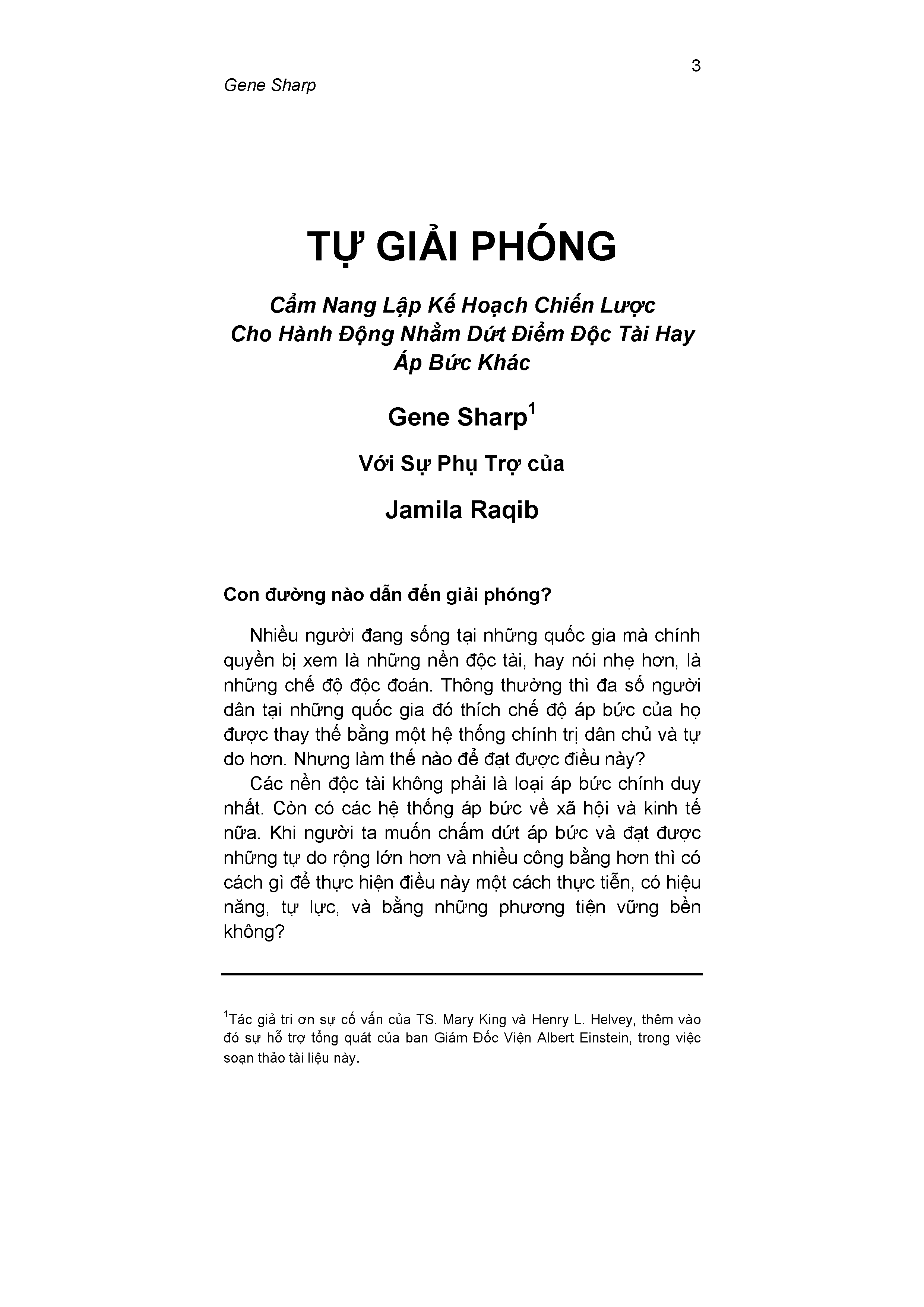 TỰ GIẢI PHÓNG Cẩm Nang Lập Kế Hoạch Chiến Lược Cho Hành Động Nhằm Dứt Điểm Độc Tài Hay Áp Bức Khác