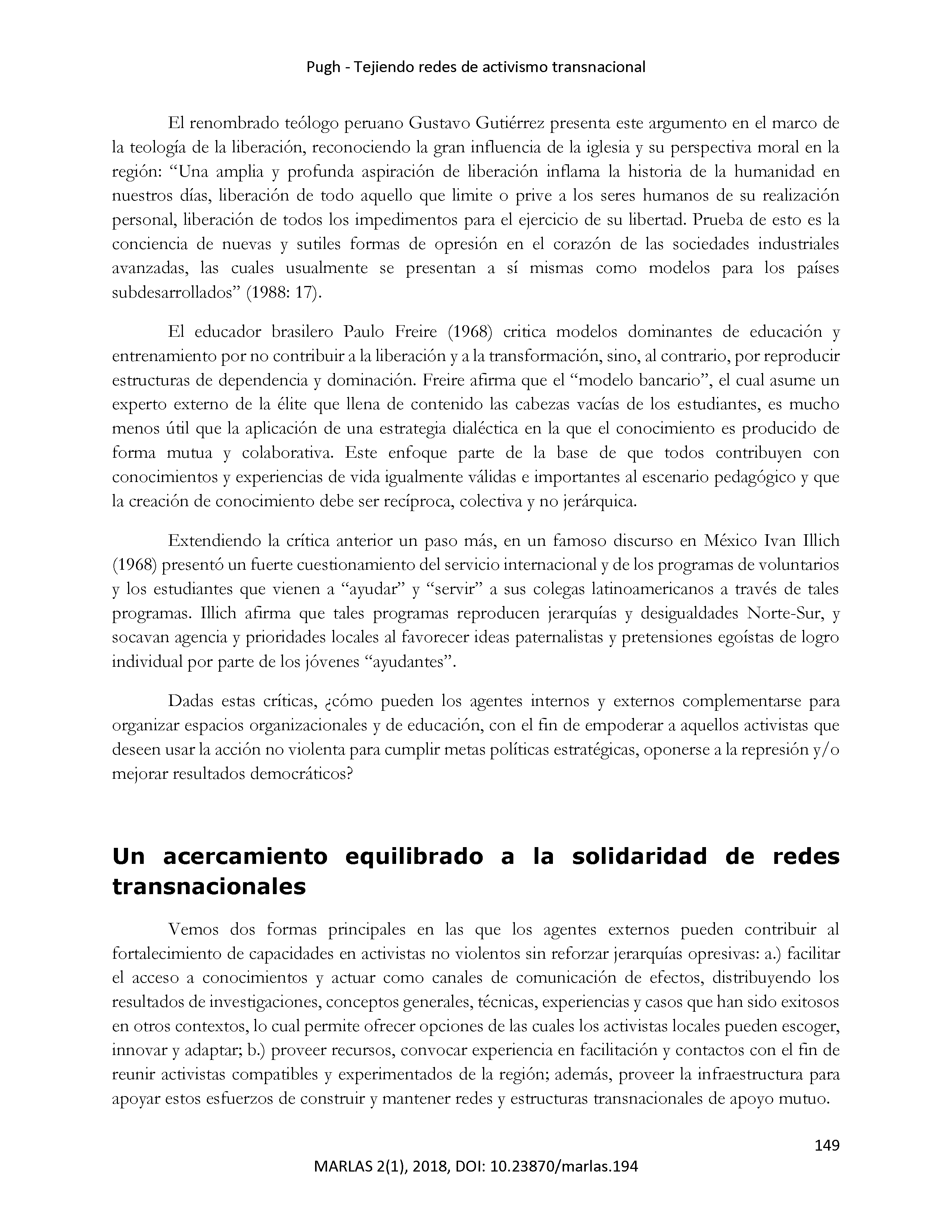 Tejiendo redes de activismo transnacional: el balance entre estrategias internacionales y locales en la construcción de capacidades para la acción no violenta en América Latina