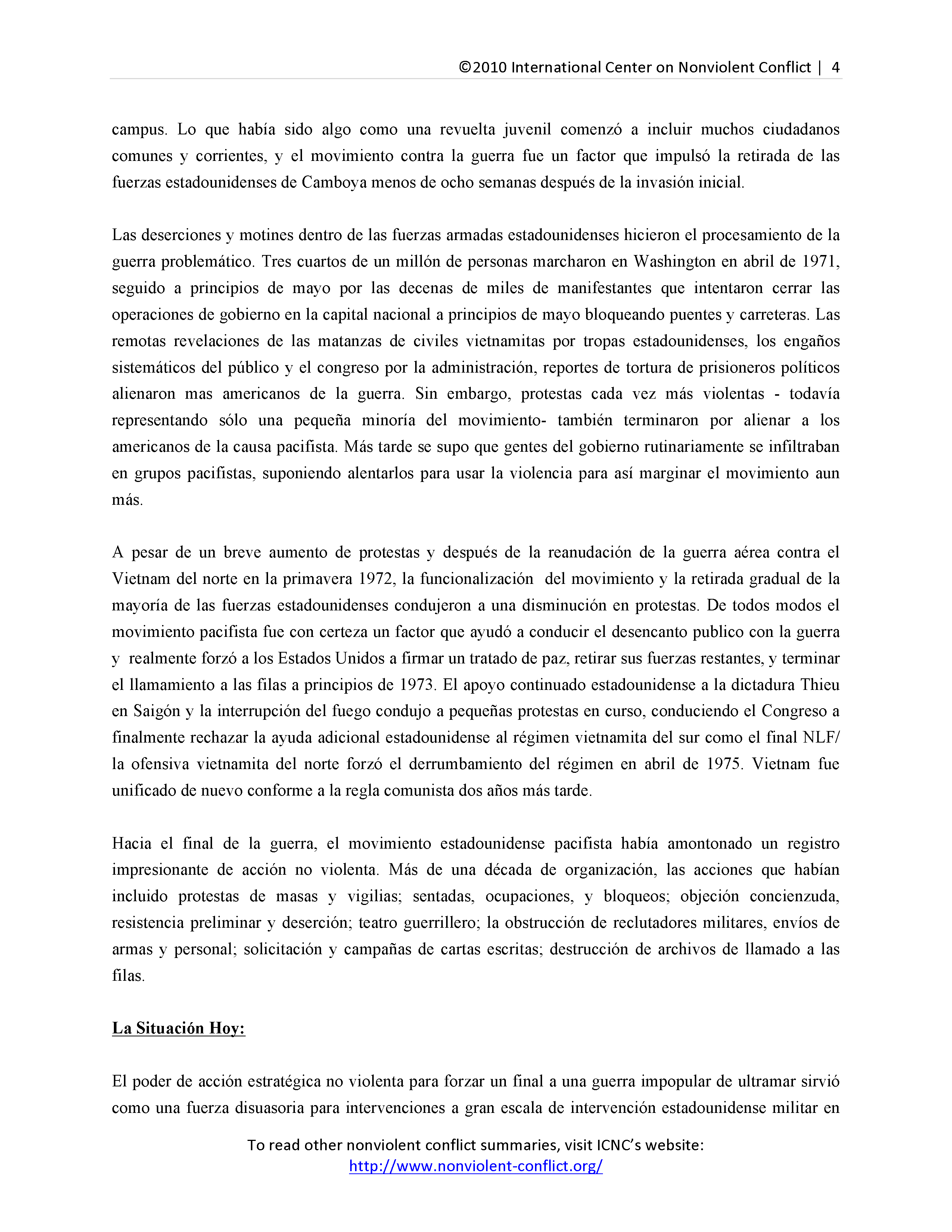 El movimiento contra la guerra de Vietnam de Estados Unidos (1964-1973)