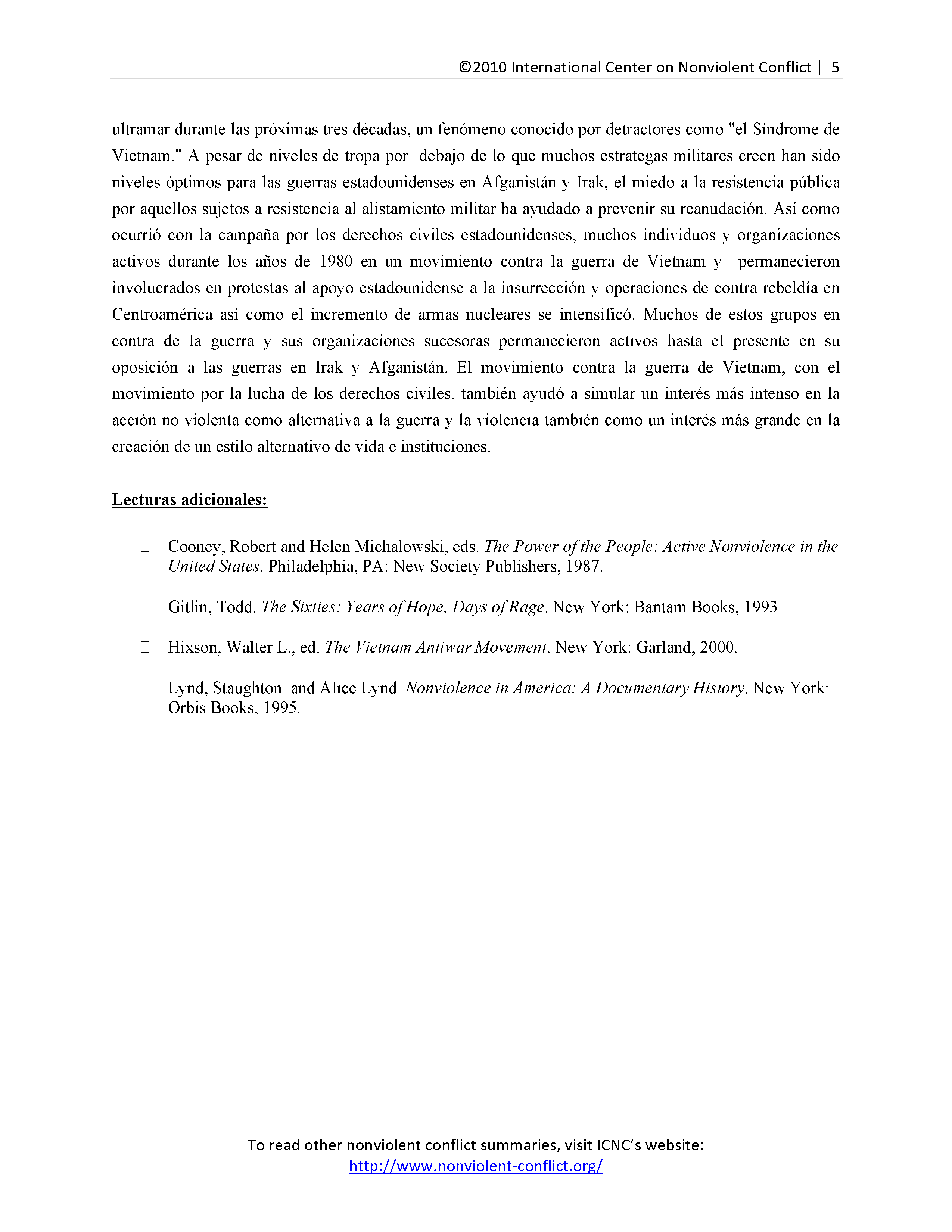 El movimiento contra la guerra de Vietnam de Estados Unidos (1964-1973)