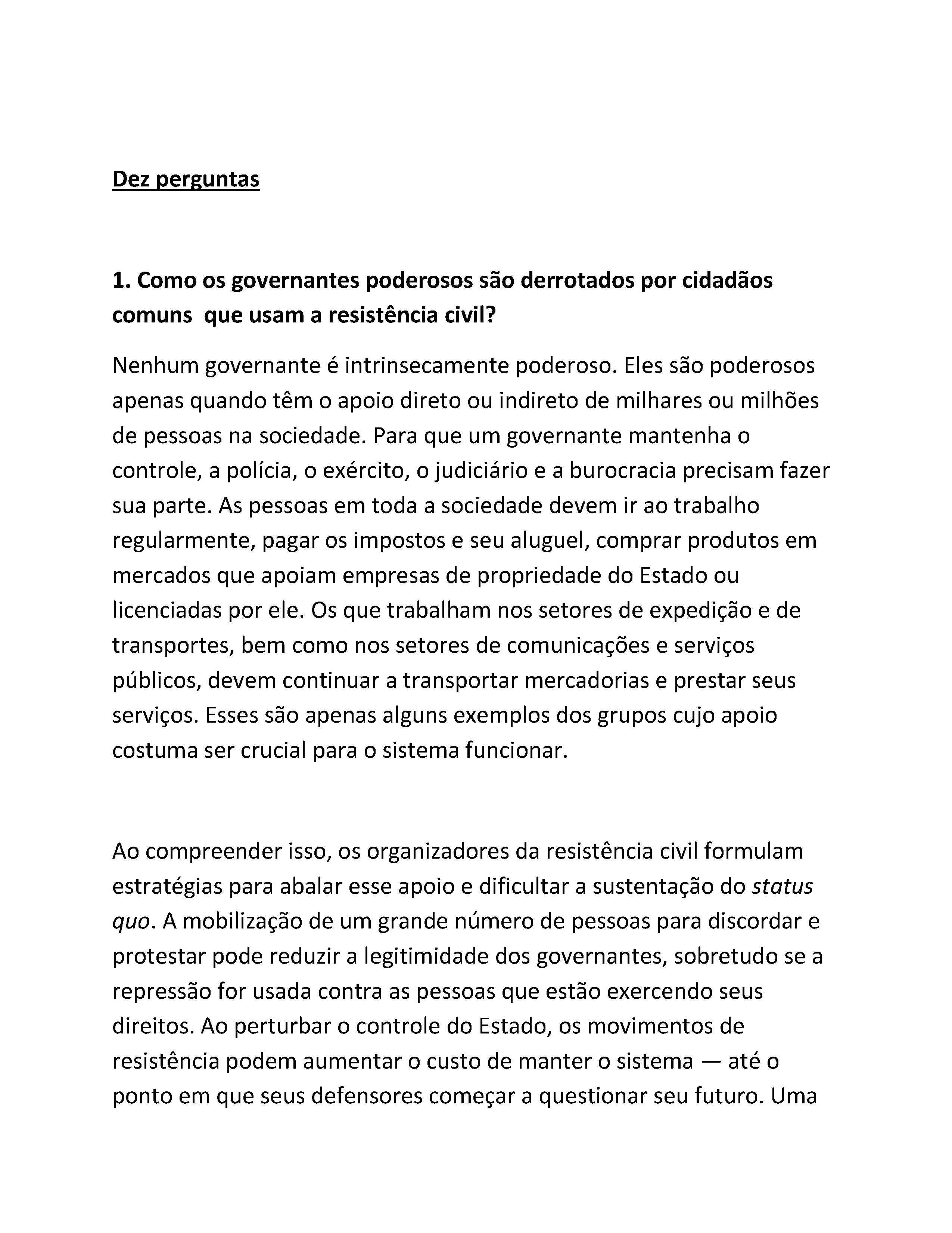 Introdução à Resistência Civil: Um Primeiro Olhar