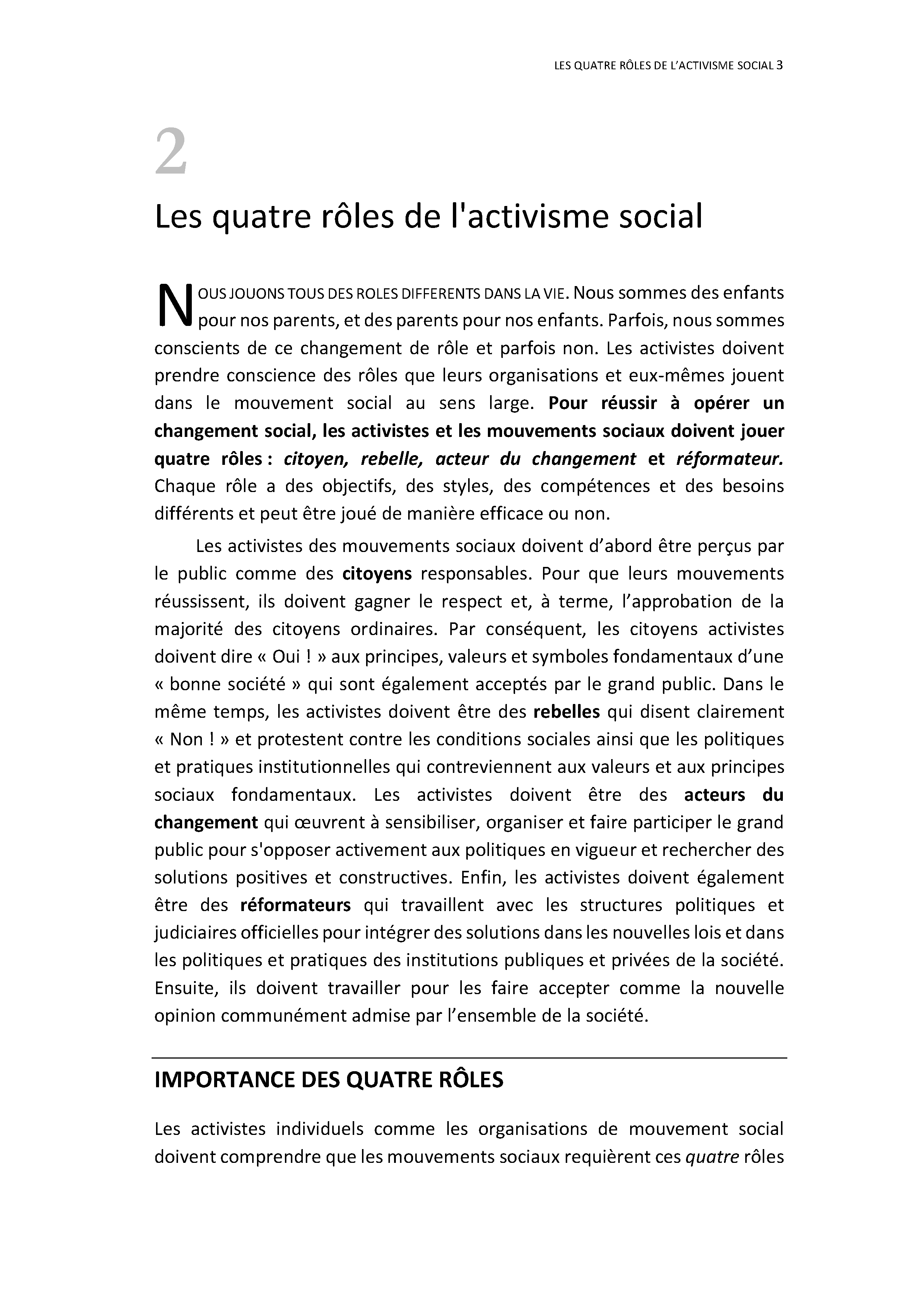 Chapitres 2 à 4 du livre ‘Doing Democracy: the MAP Model for Organizing Social Movements’