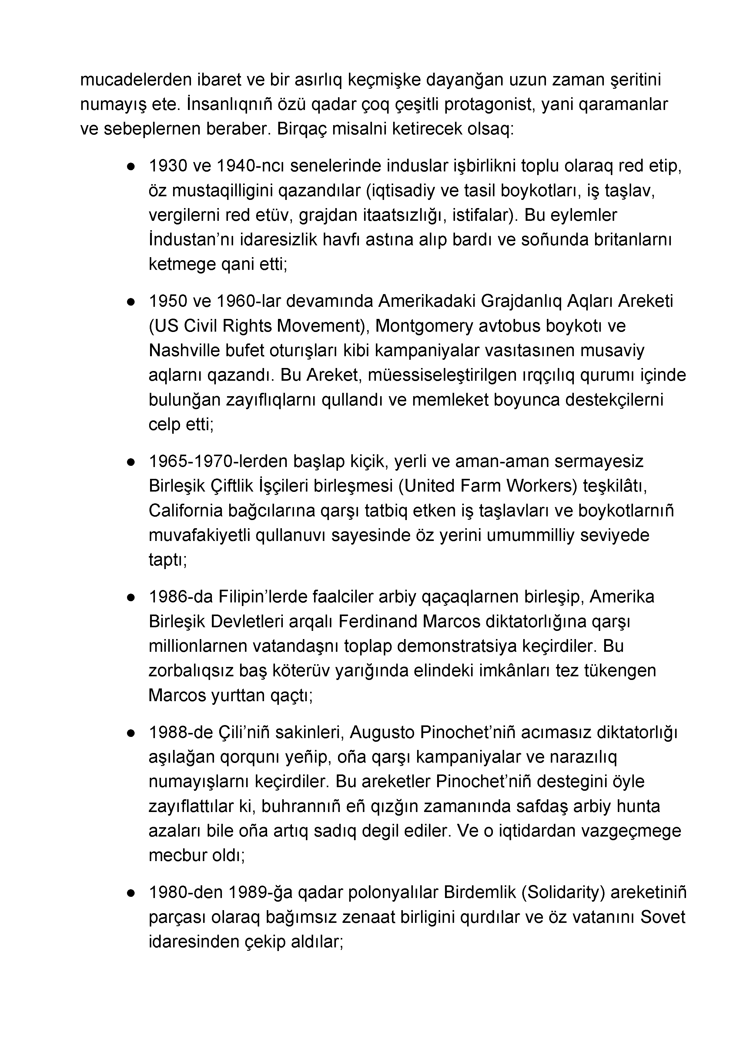 Martin Luther King şiddetsizlik aqqında aqlı olğanını dünya nasıl isbatlay