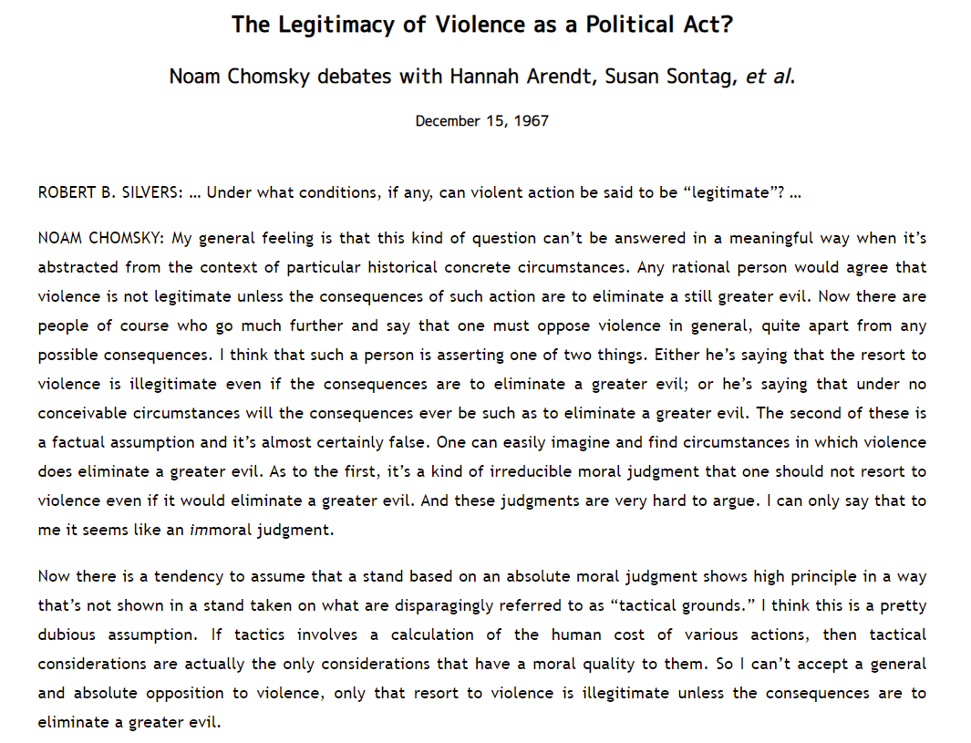 The Legitimacy of Violence as a Political Act?