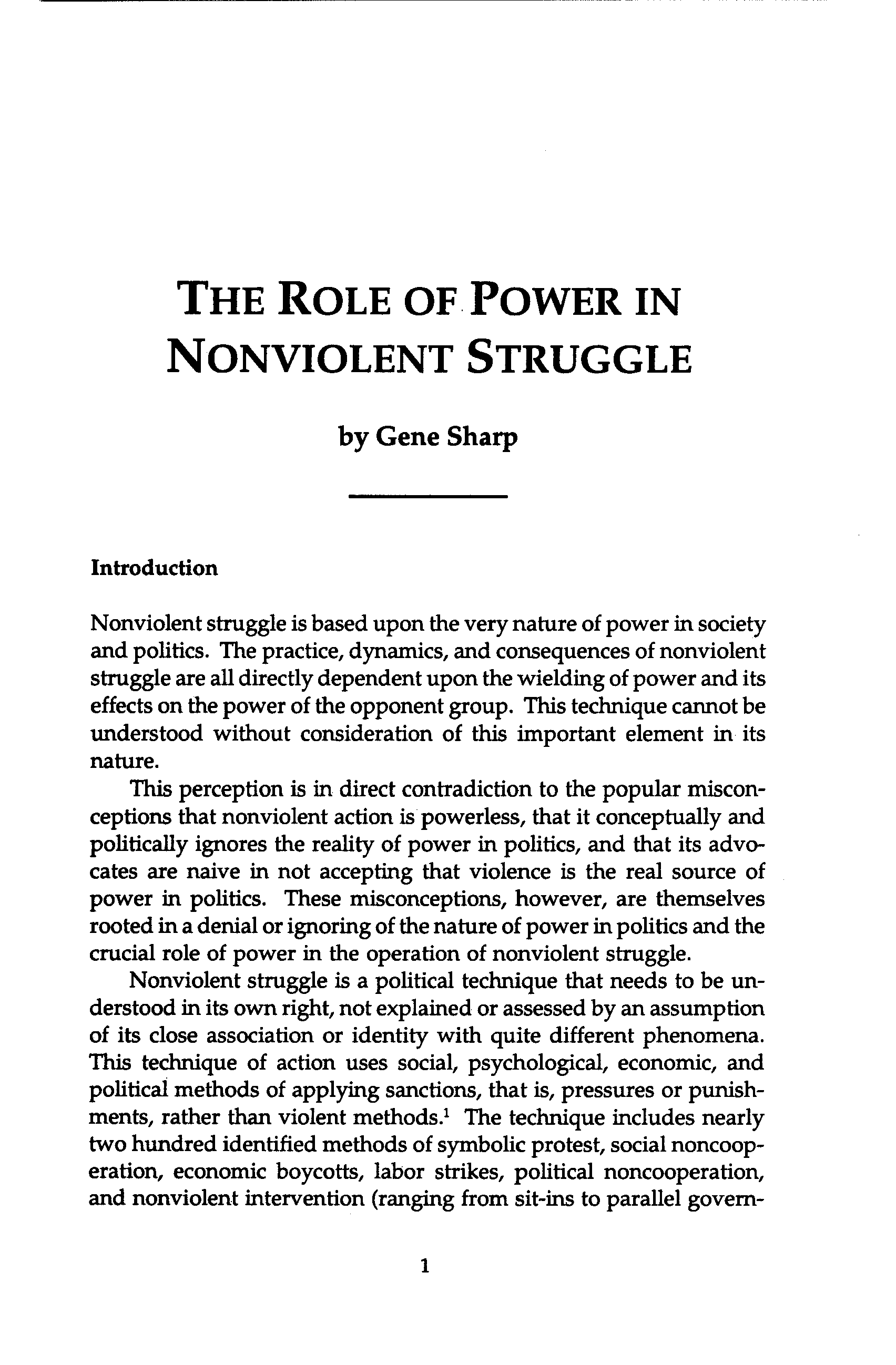 The Role of Power in Nonviolent Struggle