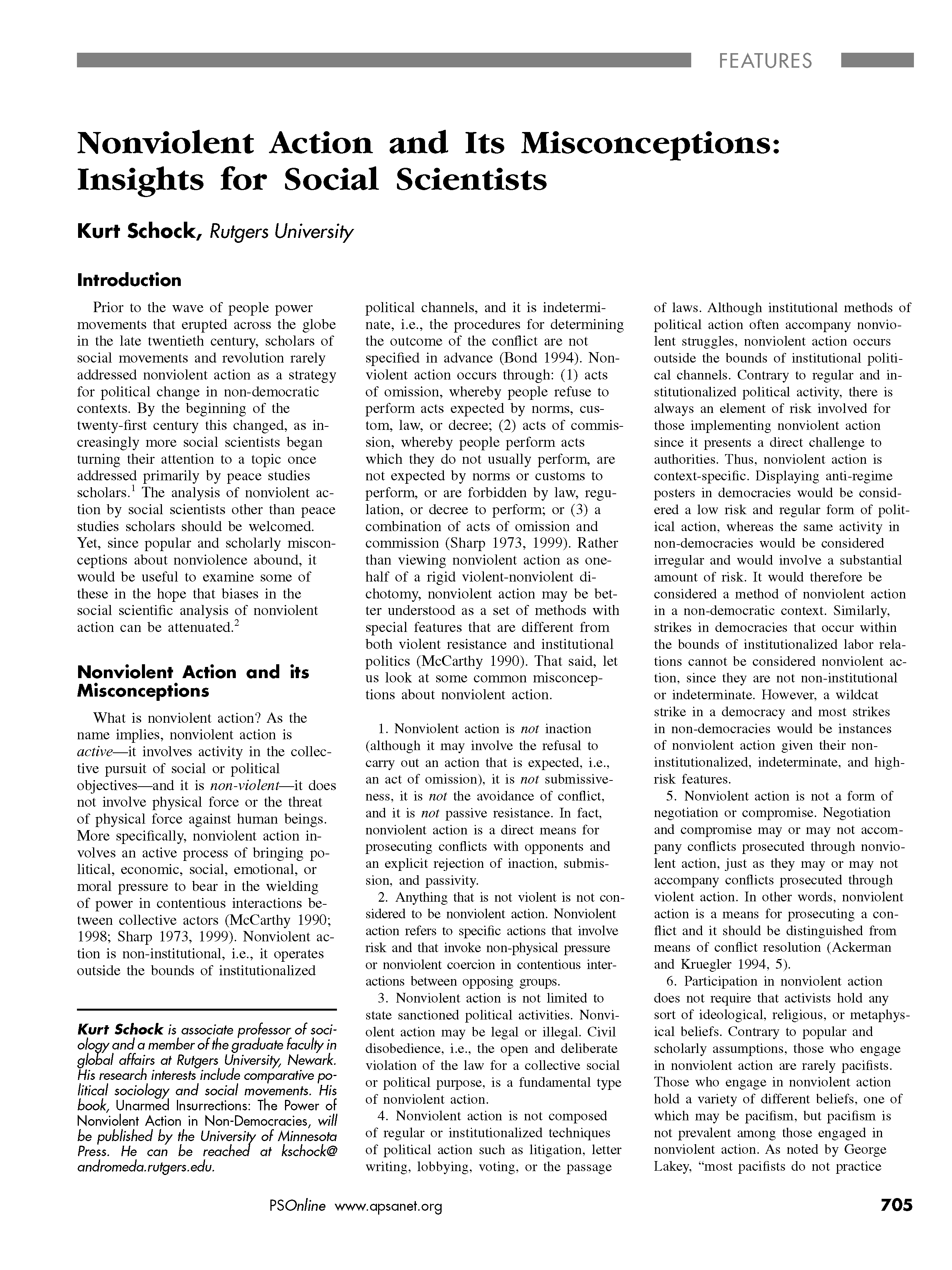 Nonviolent Action and Its Misconceptions: Insights for Social Scientists