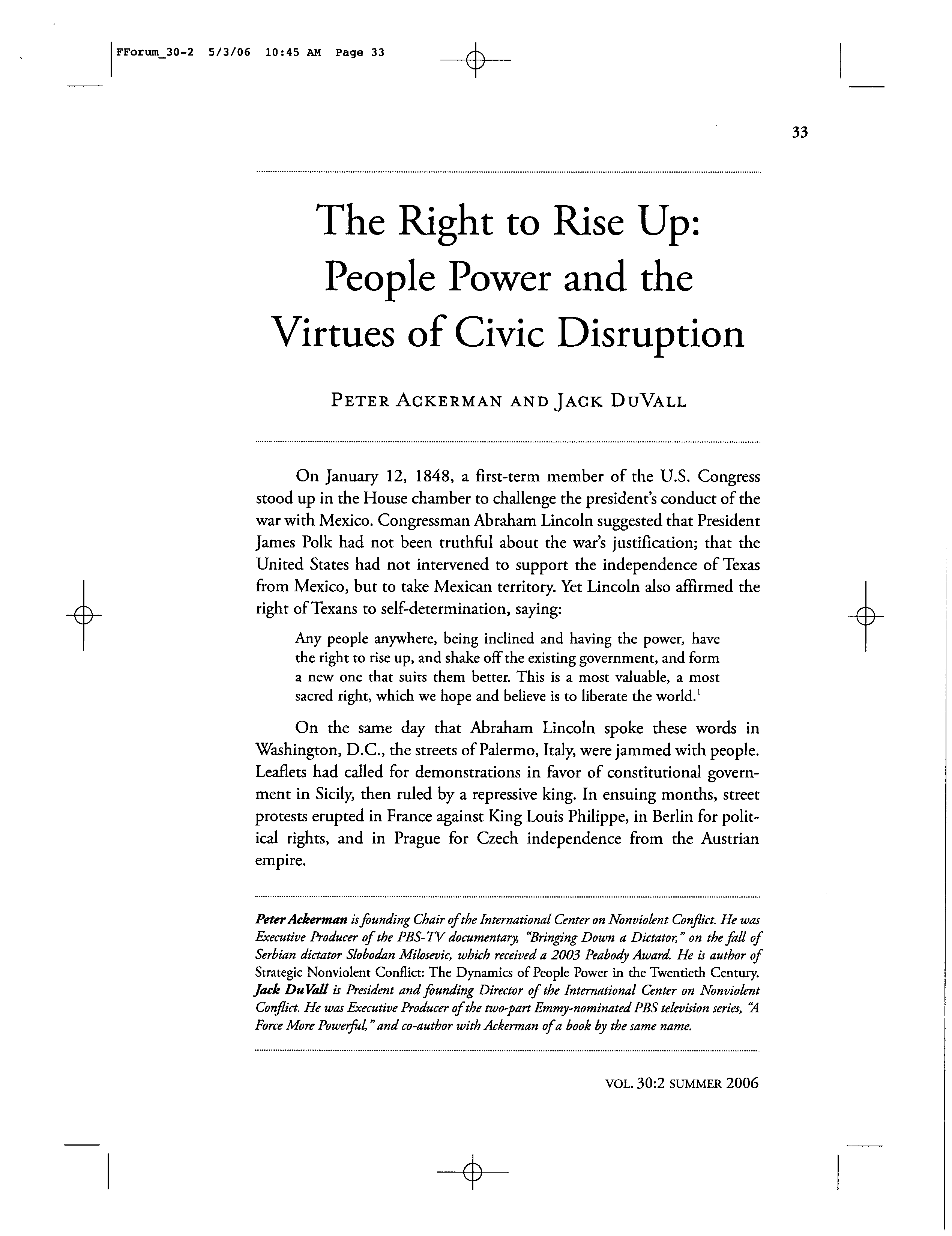 The Right to Rise Up: People Power and the Virtues of Civic Disruption