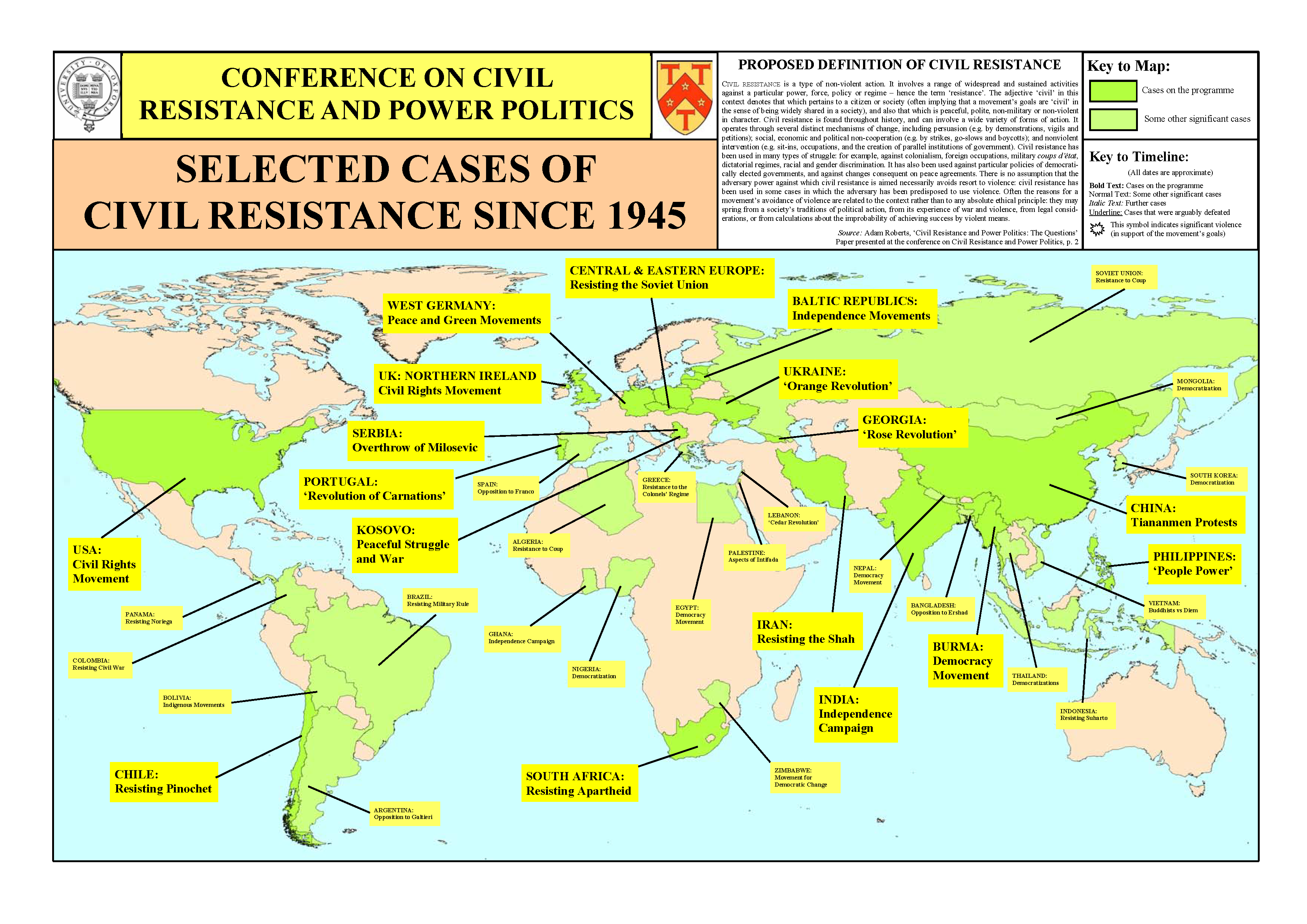 Map and Timeline of Selected Cases of Civil Resistance Since 1945