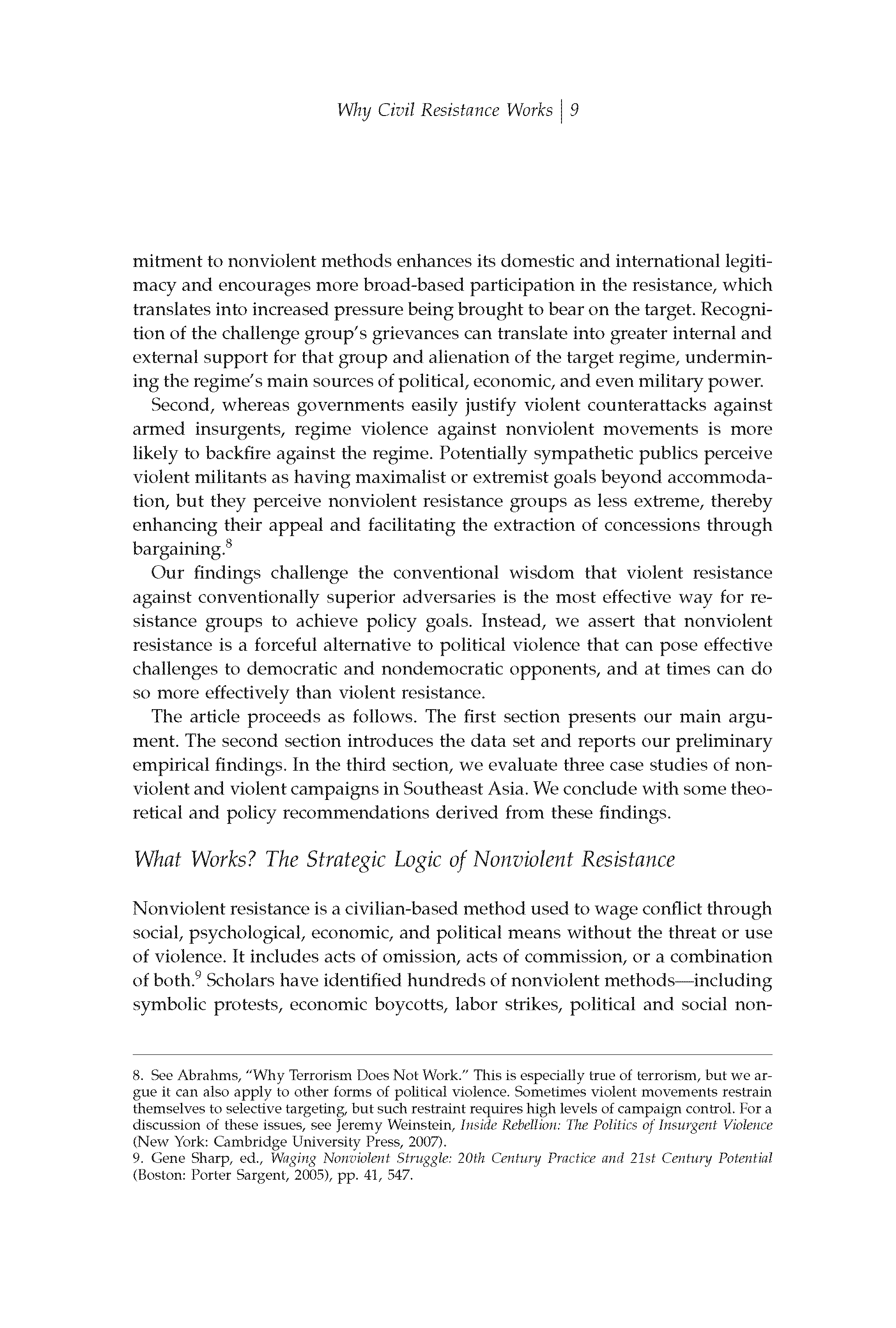 Why Civil Resistance Works: The Strategic Logic of Nonviolent Conflict (Article)