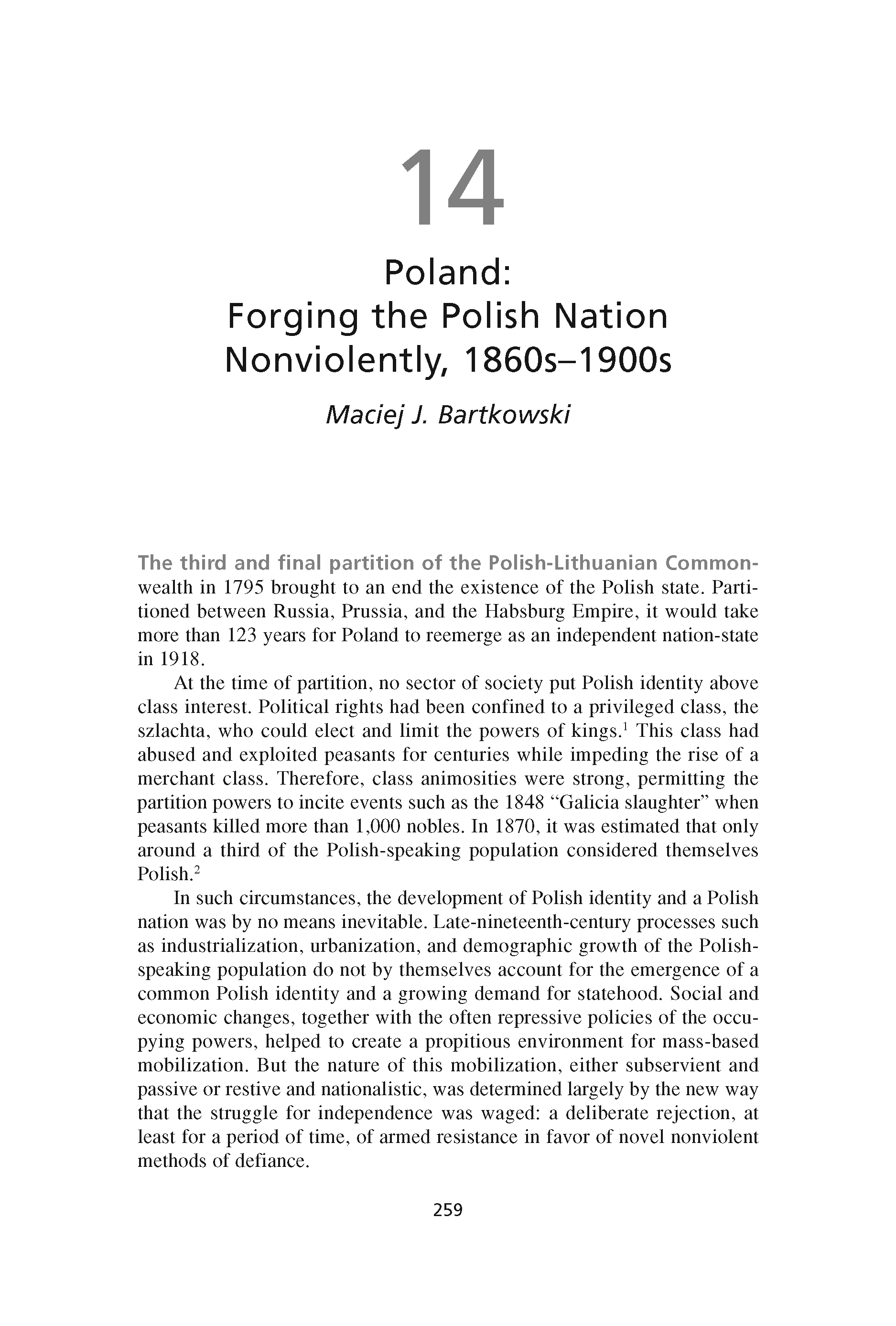 Poland: Forging the Polish Nation Nonviolently, 1860s-1900s (Chapter 14 from ‘Recovering Nonviolent History’)