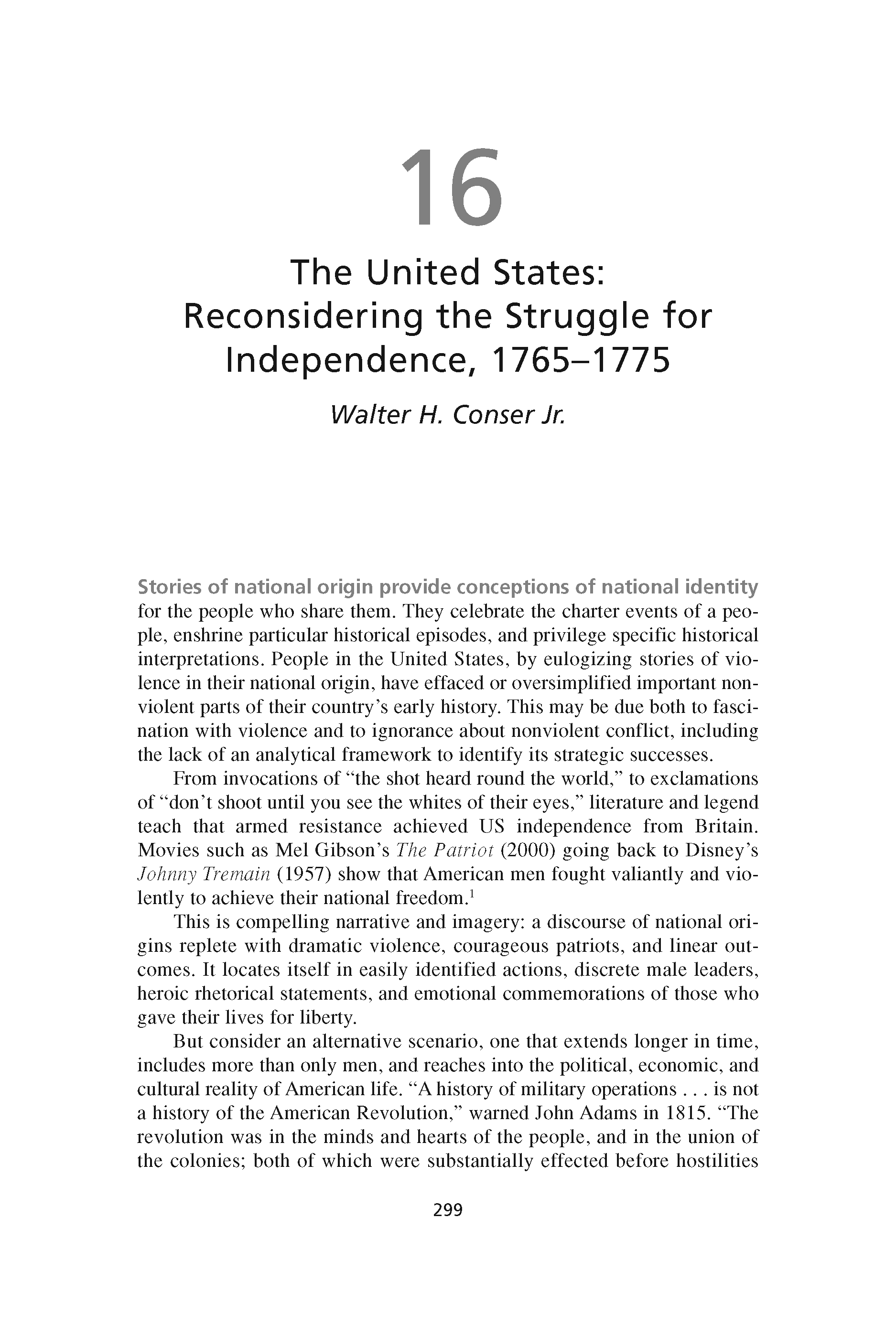 The United States: Reconsidering the Struggle for Independence, 1765-1775 (Chapter 16 from ‘Recovering Nonviolent History’)