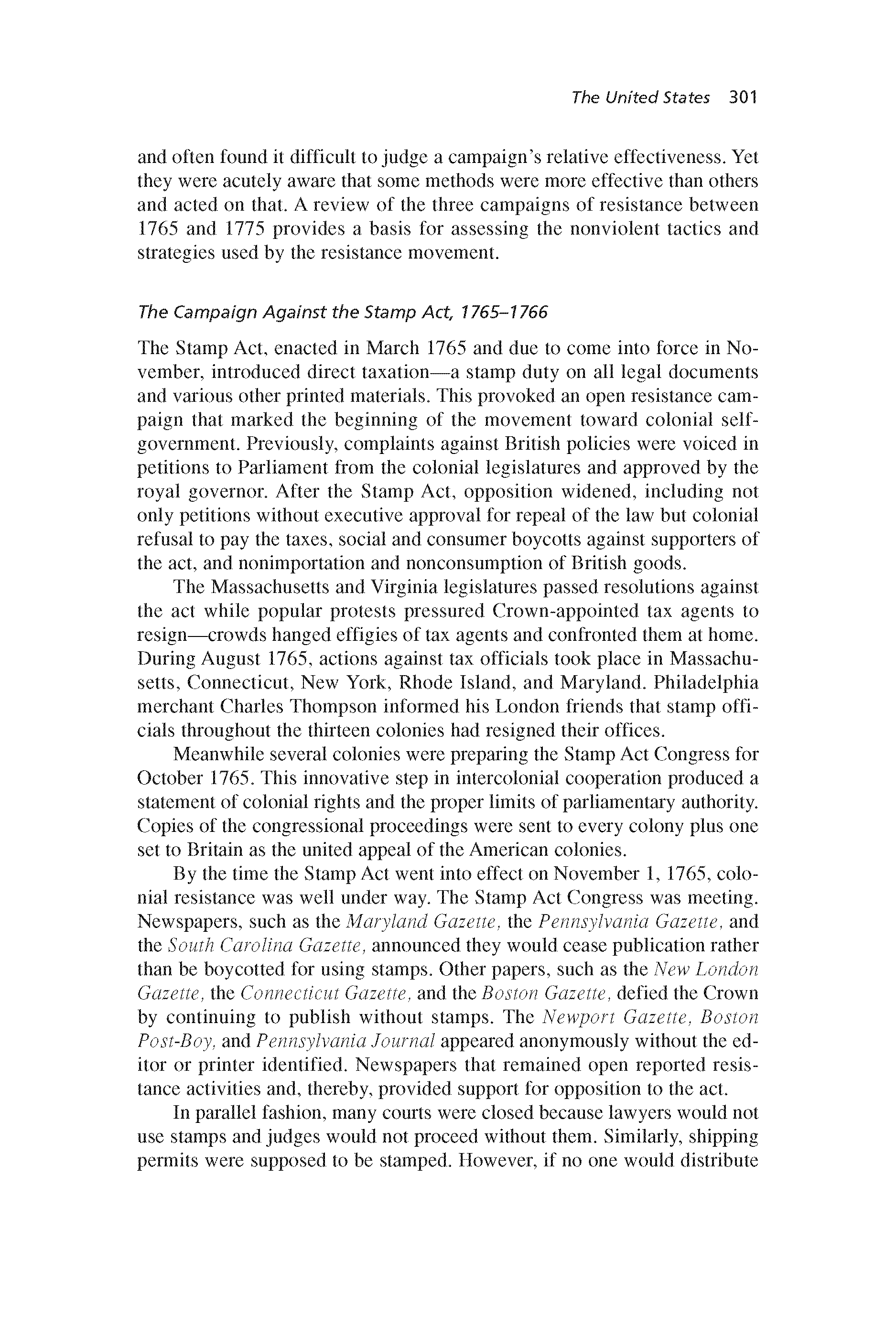 The United States: Reconsidering the Struggle for Independence, 1765-1775 (Chapter 16 from ‘Recovering Nonviolent History’)