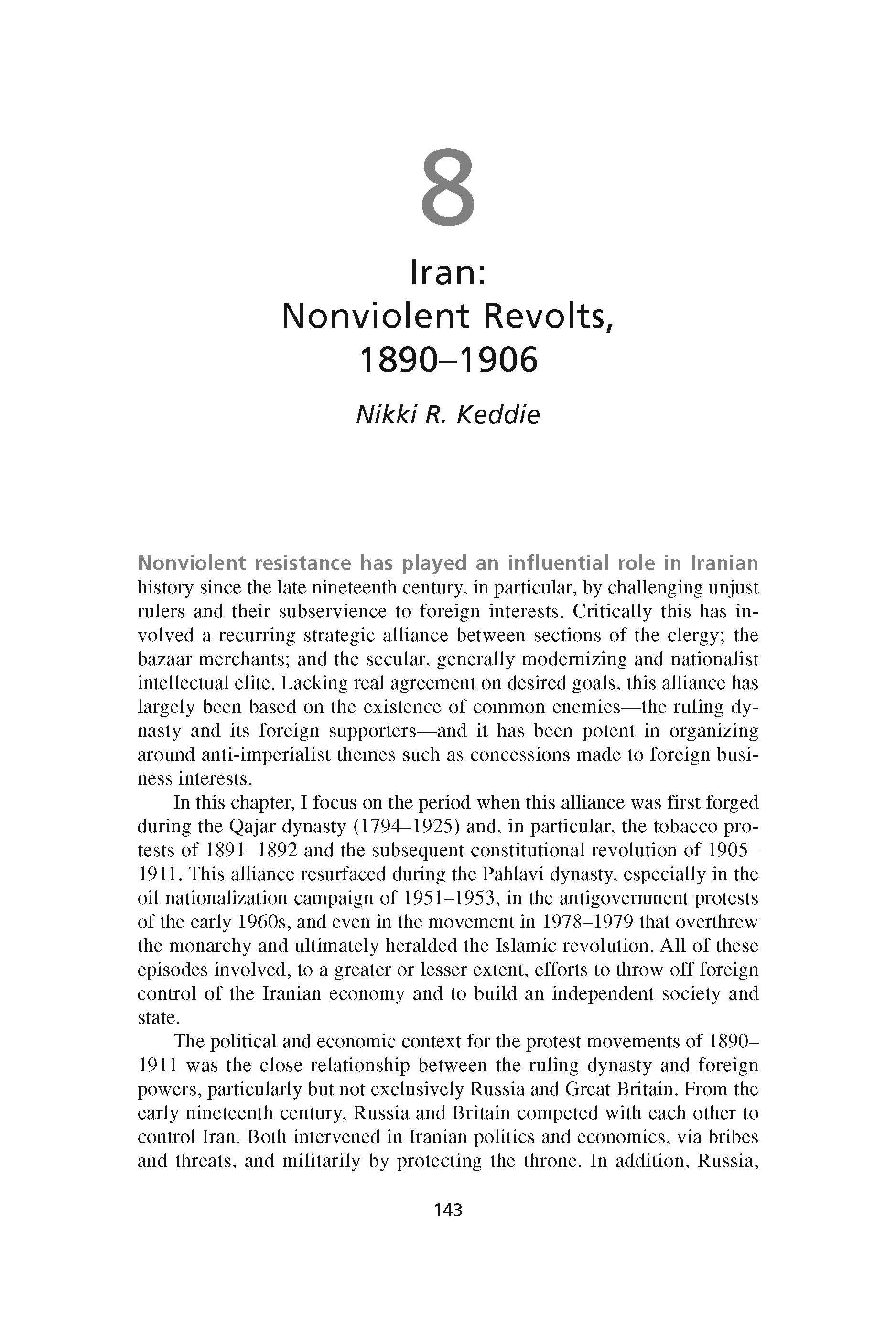Iran: Nonviolent Revolts, 1890-1906 (Chapter 8 from ‘Recovering Nonviolent History’)