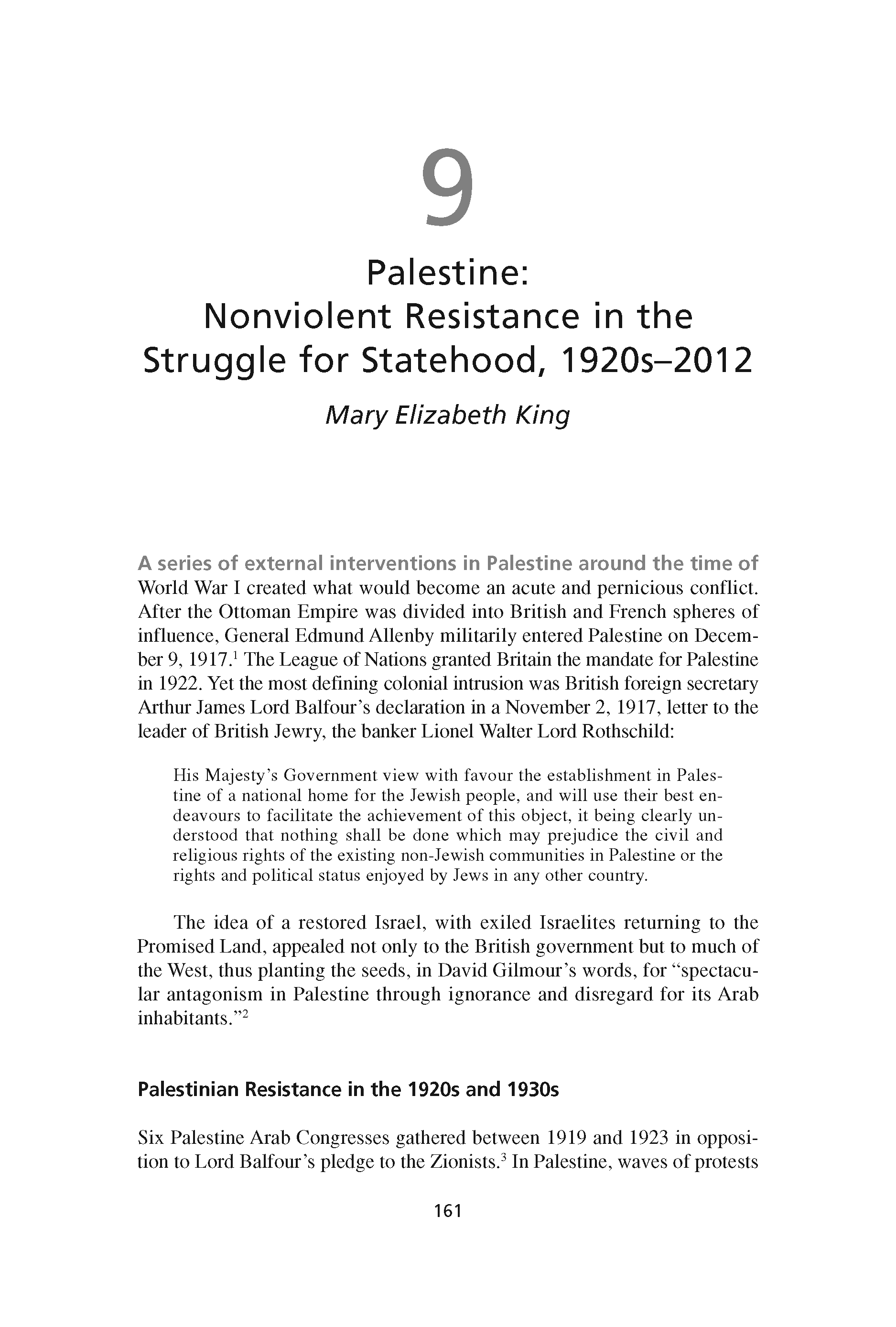 Palestine: Nonviolent Resistance in the Struggle for Statehood, 1920s-2012 (Chapter 9 from ‘Recovering Nonviolent History’)