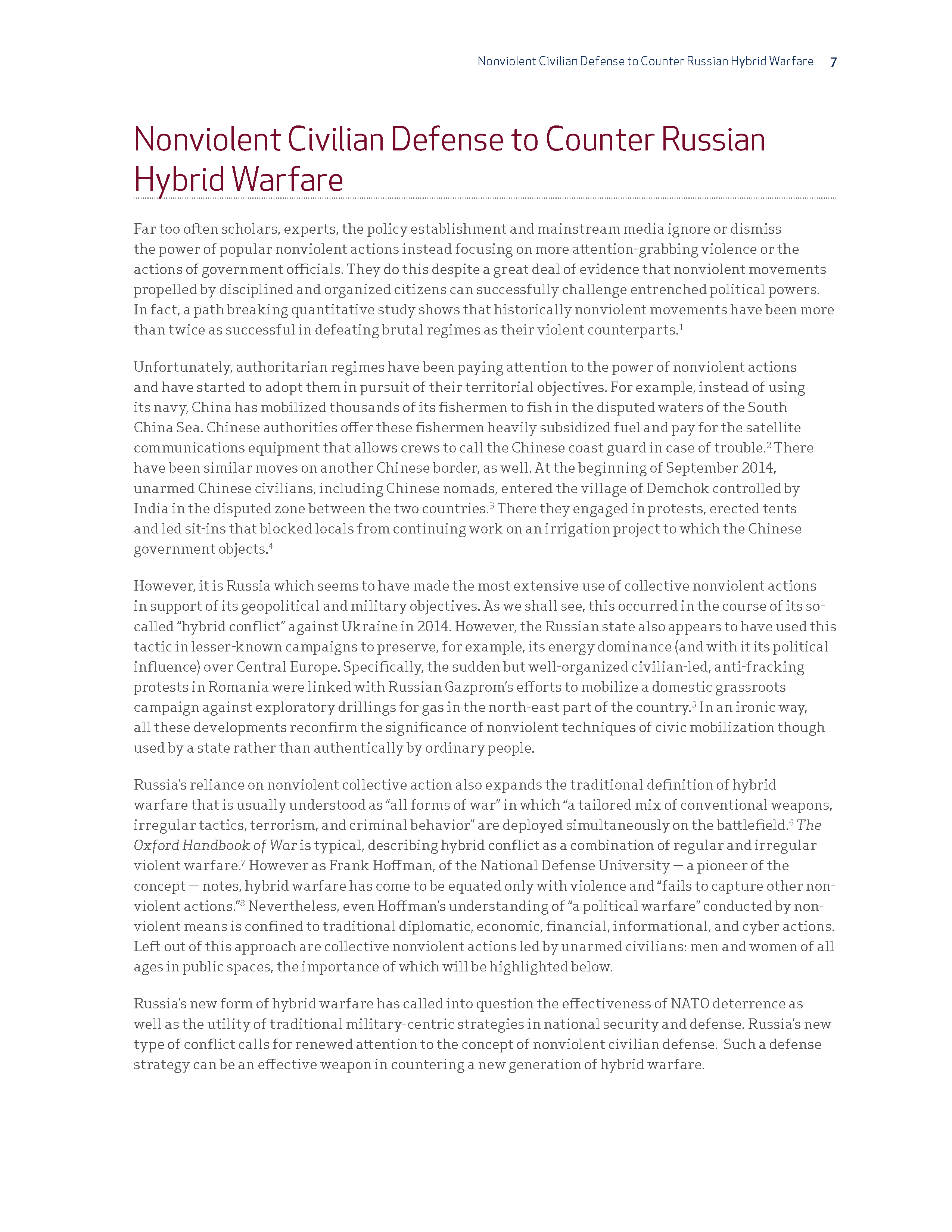 Nonviolent Civilian Defense to Counter Russian Hybrid Warfare