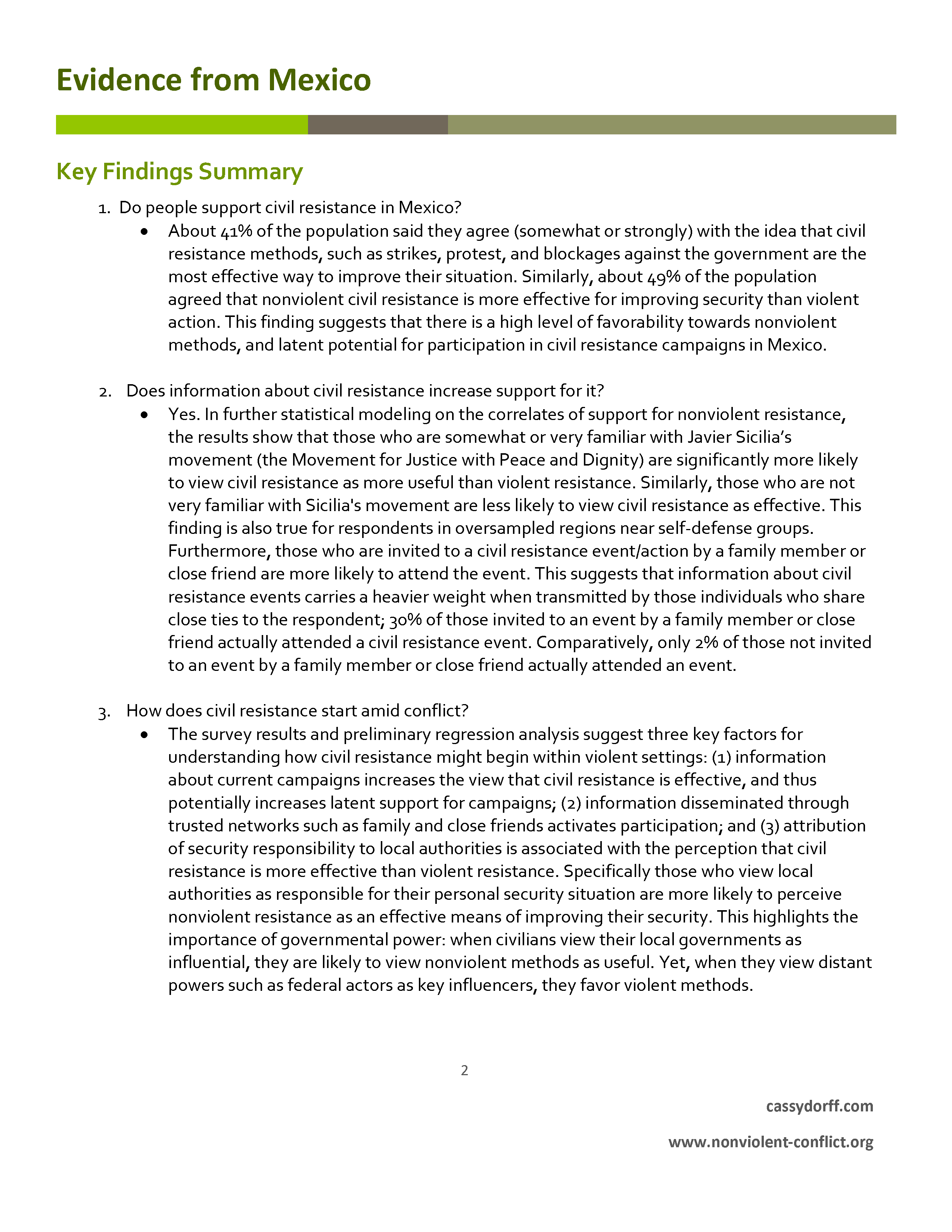 Civilian Opinion & Nonviolent Resistance: Survey Evidence from Mexico