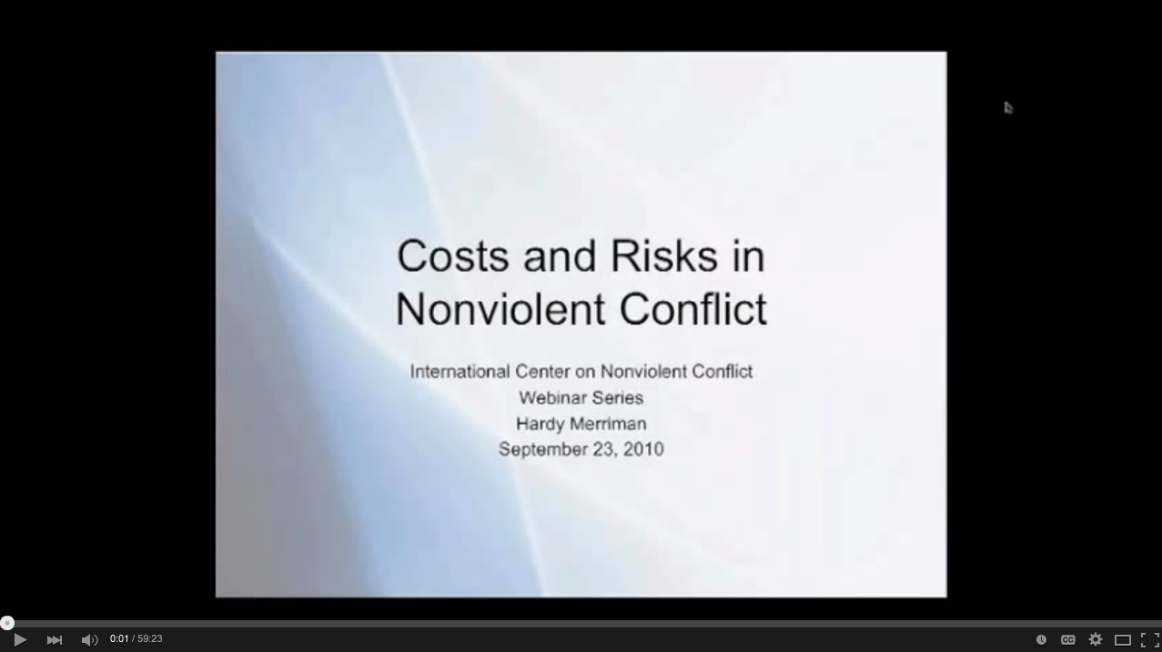 Costs and Risks in Nonviolent Conflict (webinar)