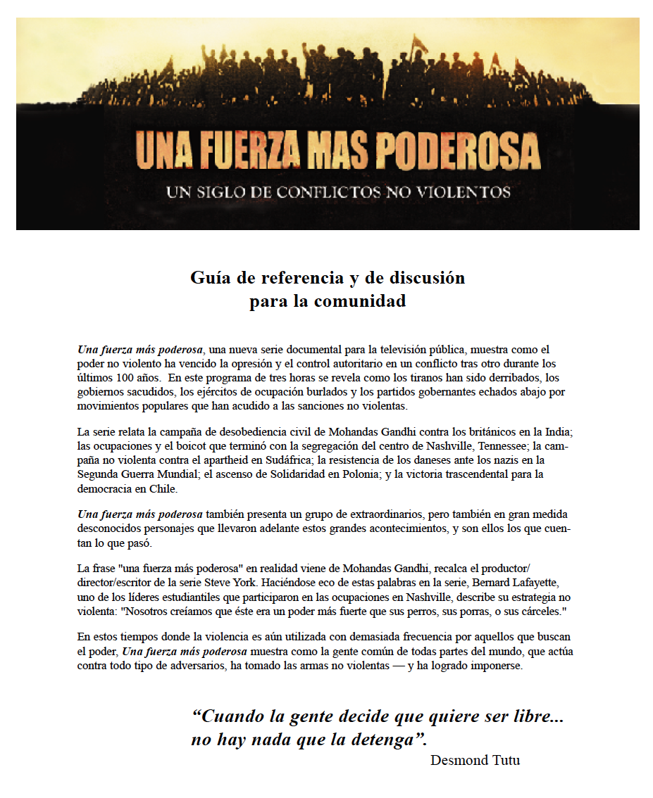 Una Fuerza Mas Poderosa — Guía de referencia y de discusión para la comunidad