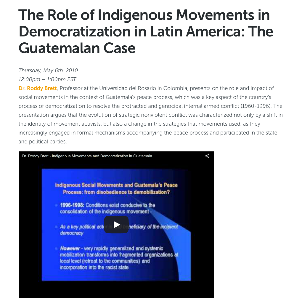 The Role of Indigenous Movements in Democratization in Latin America: The Guatemalan Case (webinar)
