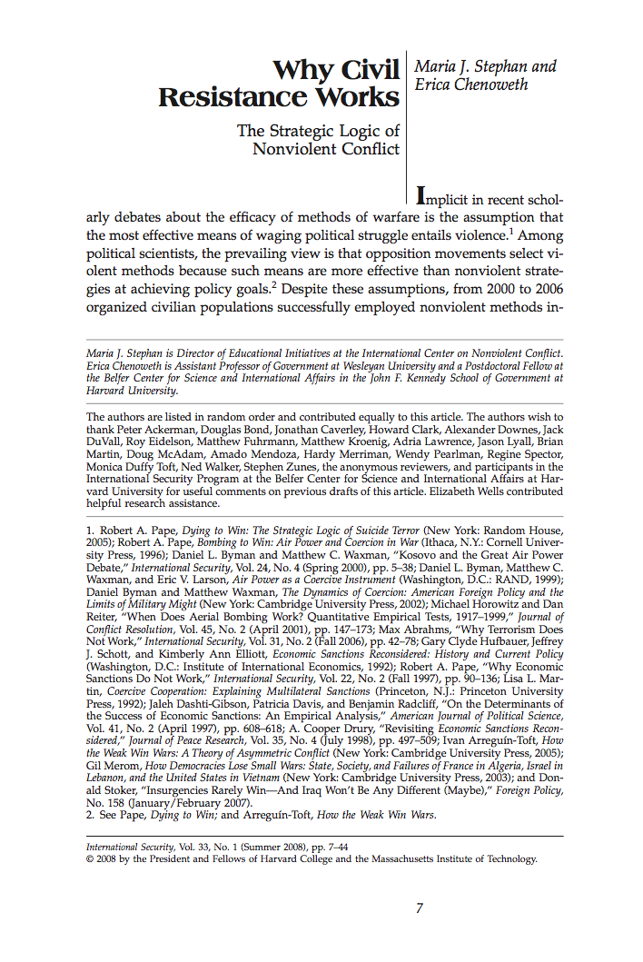 Why Civil Resistance Works The Strategic Logic Of Nonviolent Conflict Book Icnc