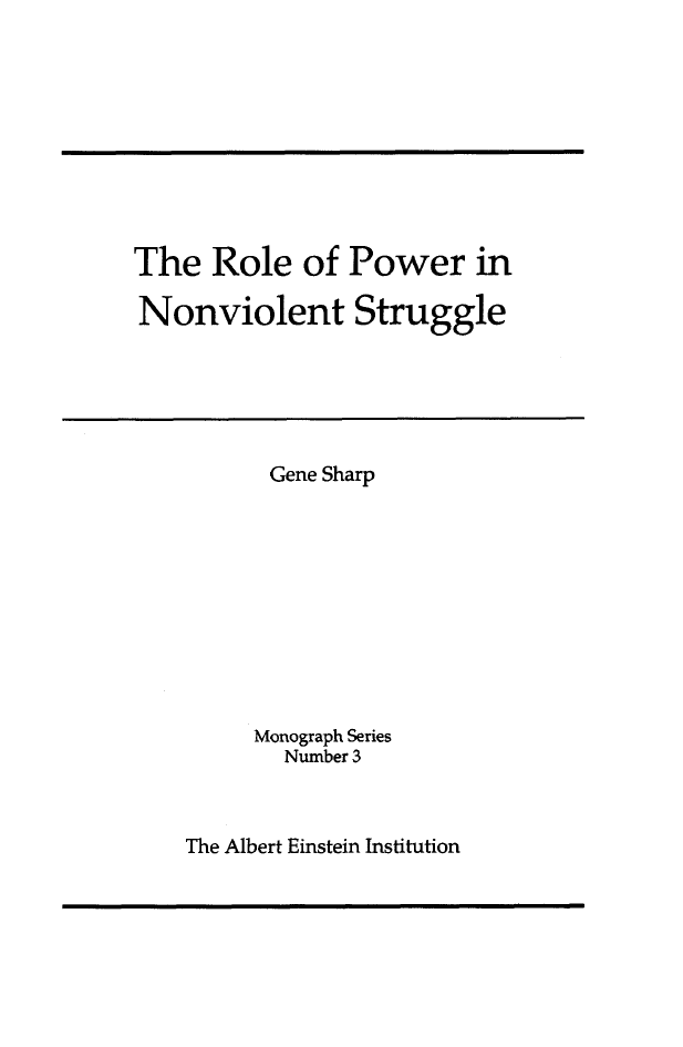 The Role of Power in Nonviolent Struggle