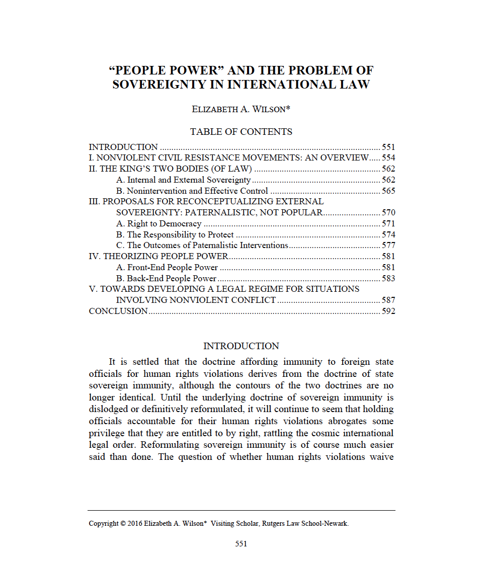 “People Power” and the Problem of Sovereignty in International Law