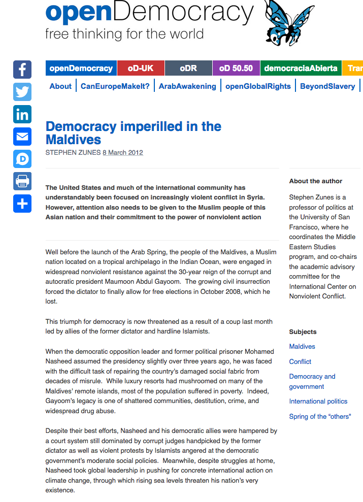 Democracy Imperilled in the Maldives