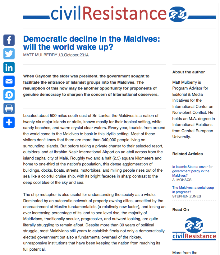 Democratic Decline in the Maldives: Will the World Wake Up?