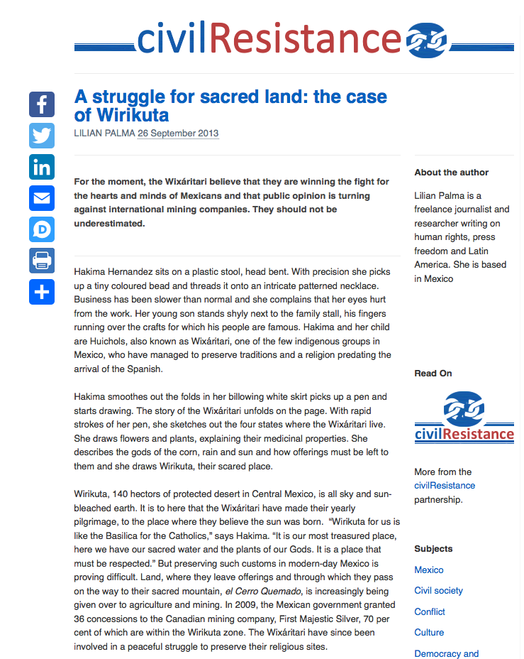 A Struggle for Sacred Land: The Case of Wirikuta