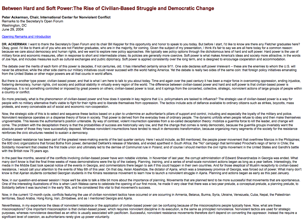 Between Hard and Soft Power: The Rise of Civilian-Based Struggle and Democratic Change