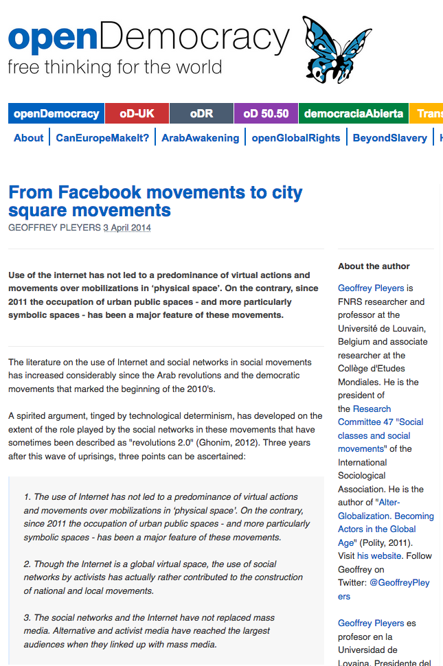 From Facebook movements to city square movements