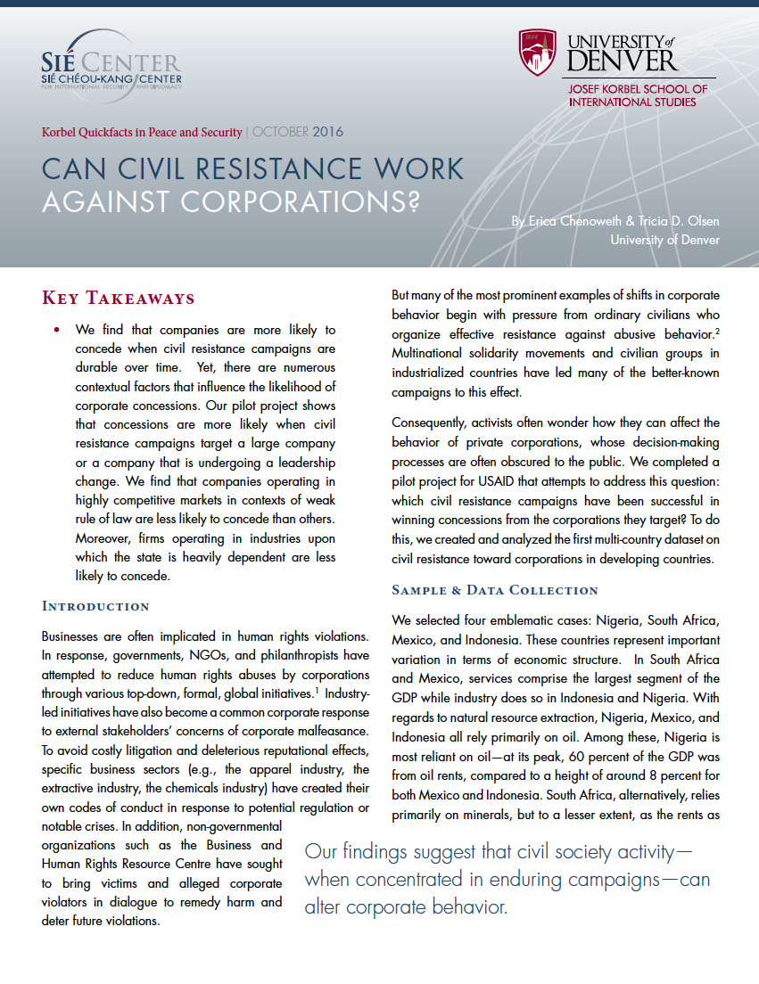Can Civil Resistance Work Against Corporations?