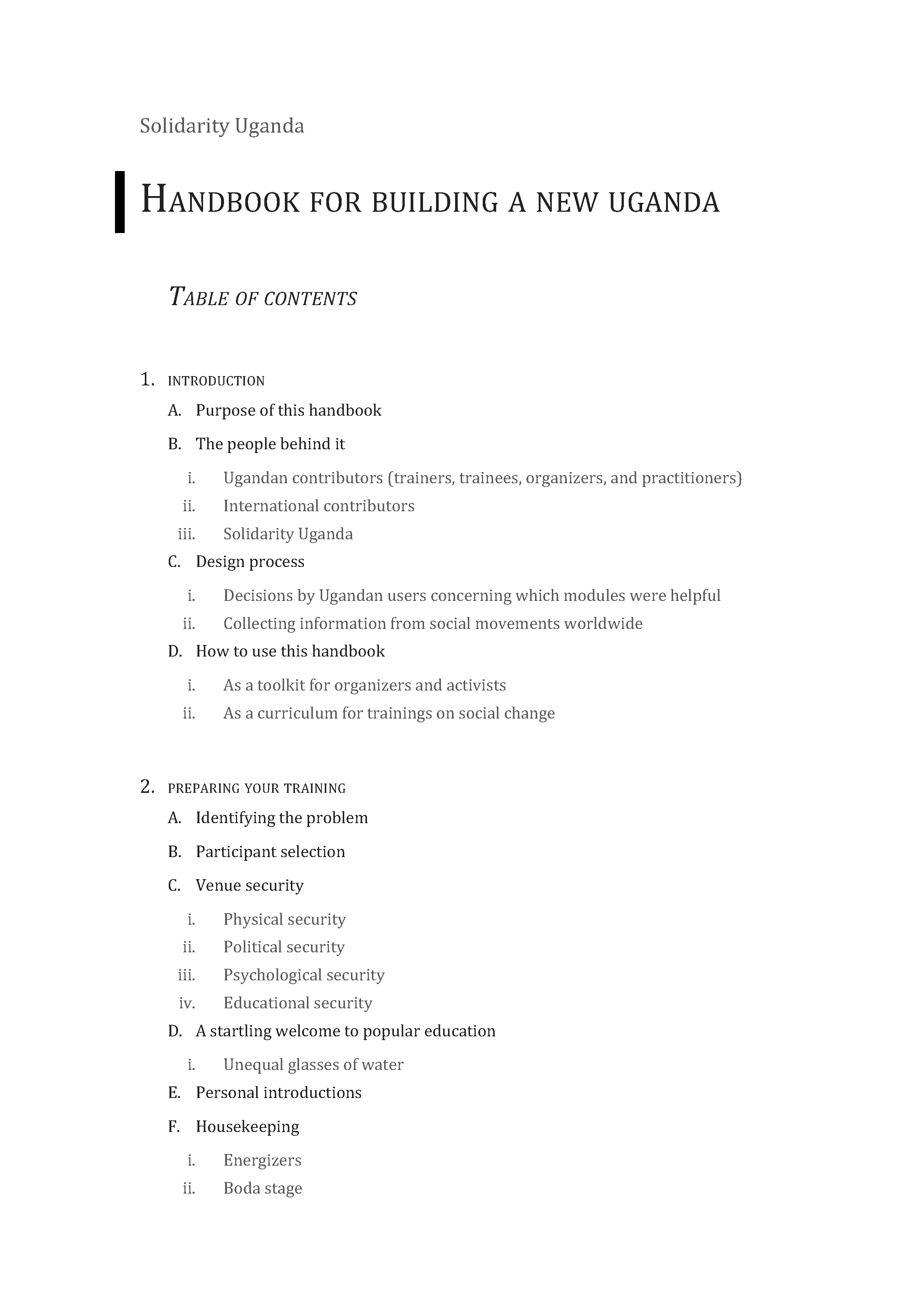 Handbook for Building a New Uganda