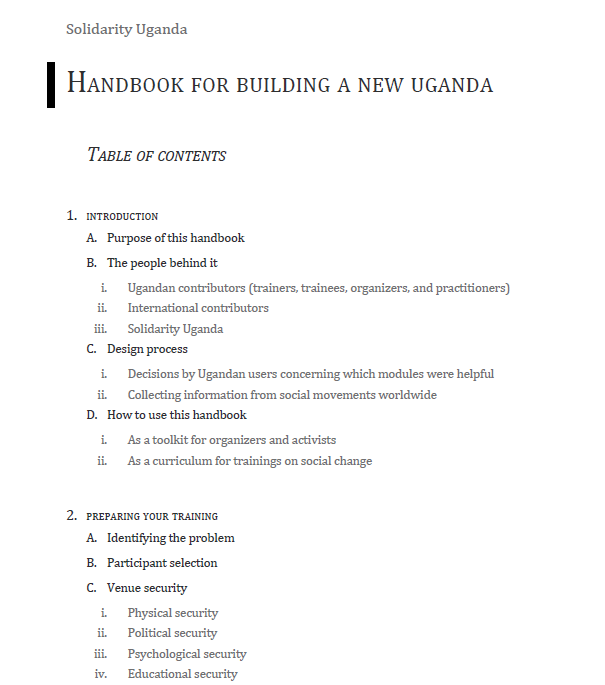 Handbook for Building a New Uganda