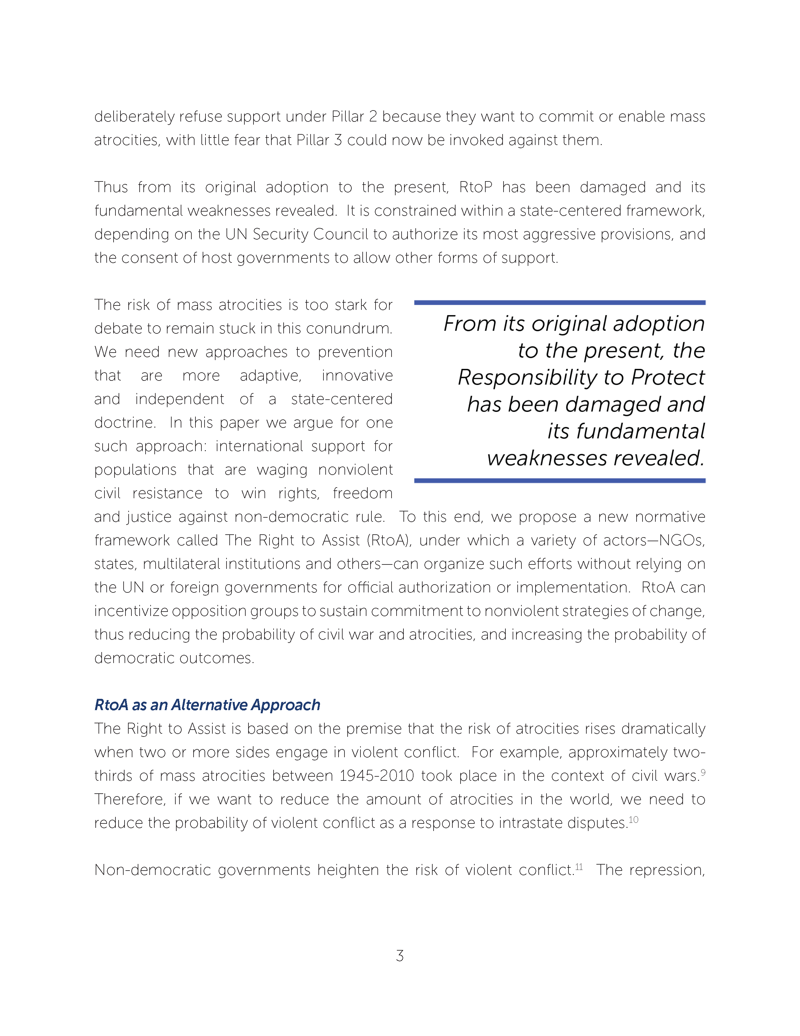 Preventing Mass Atrocities: From a Responsibility to Protect (RtoP) to a Right to Assist (RtoA) Campaigns of Civil Resistance