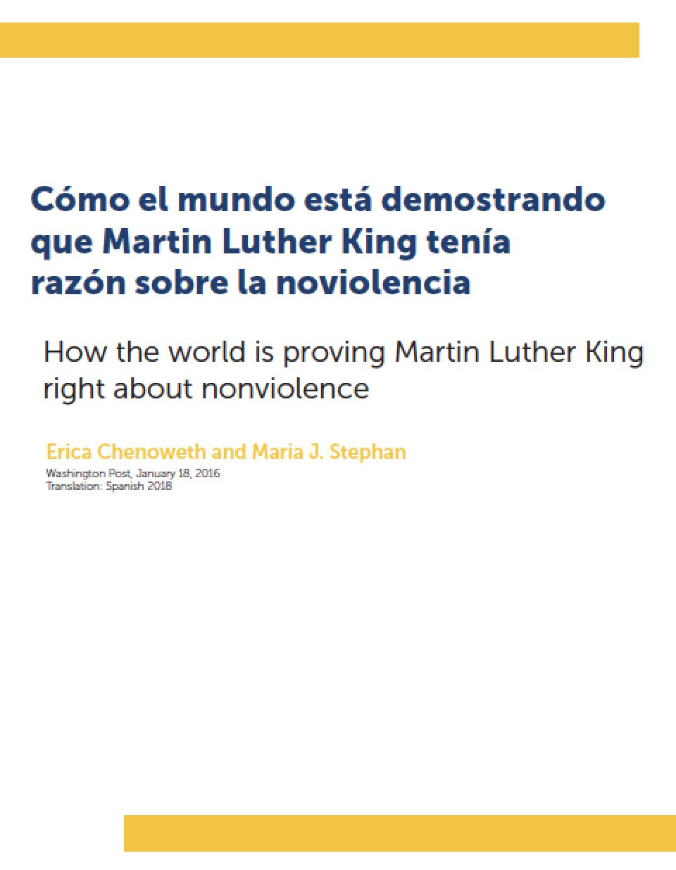 Cómo el mundo está demostrando que Martin Luther King tenía razón sobre la noviolencia