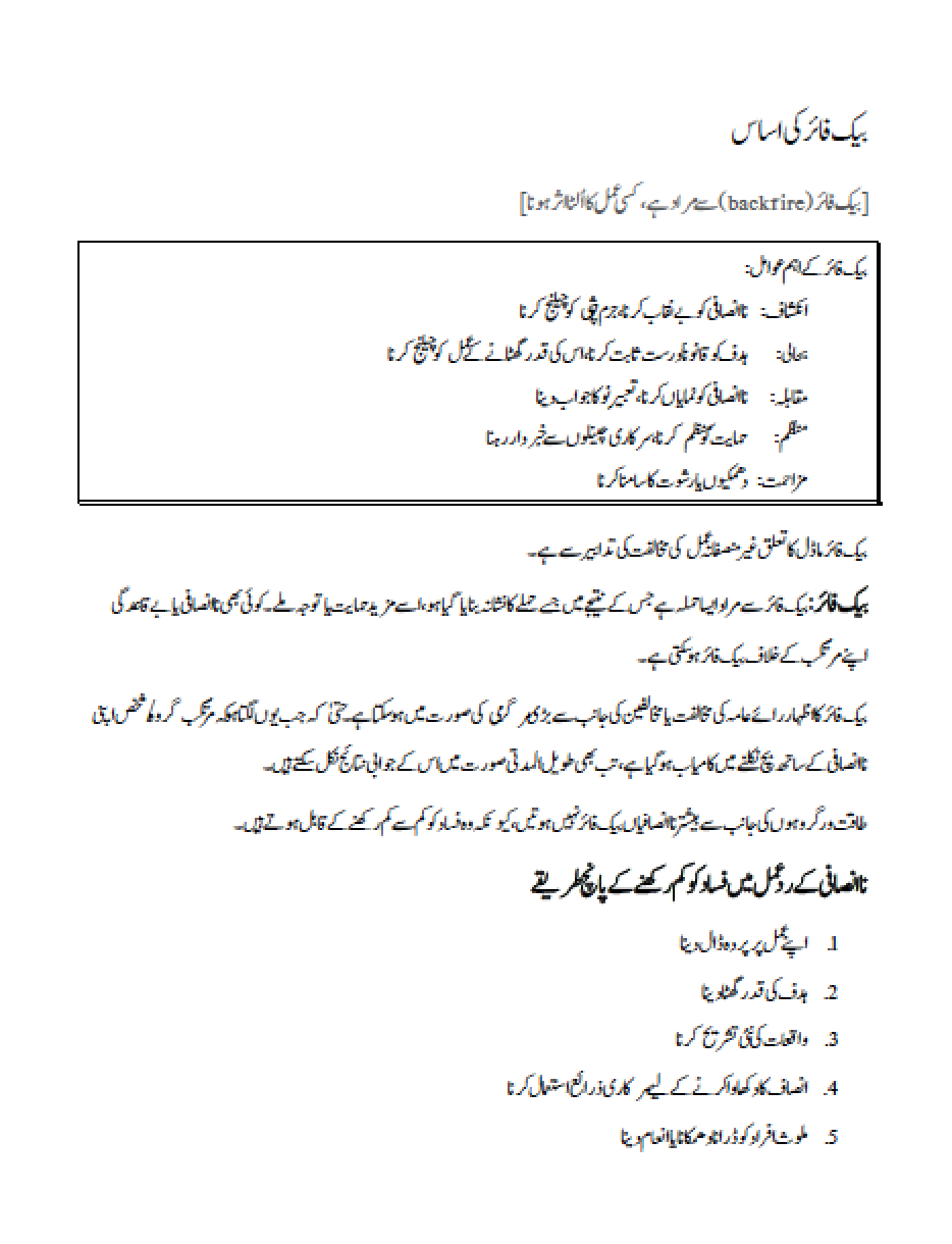 Backfire Basics (Urdu)