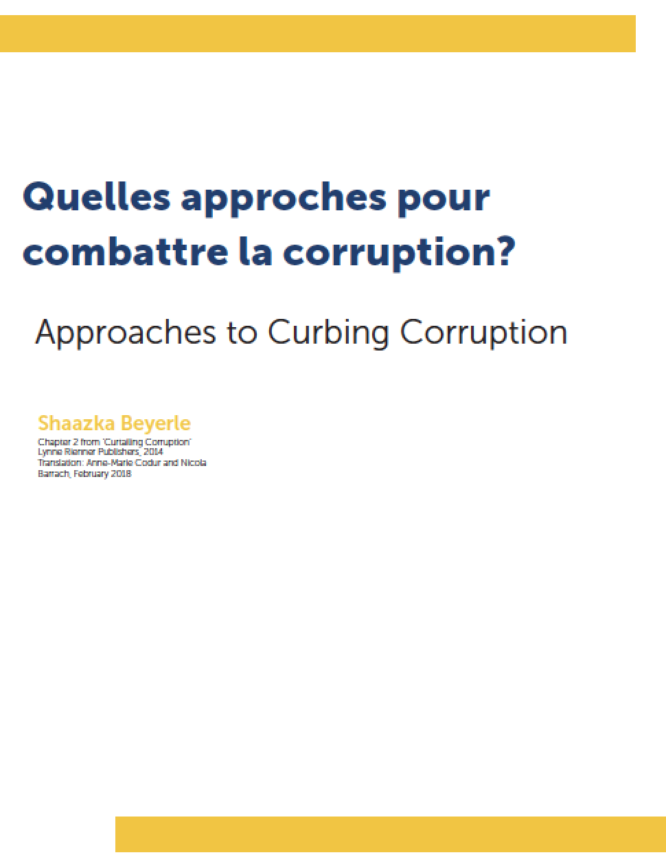 Quelles approches pour combattre la corruption?