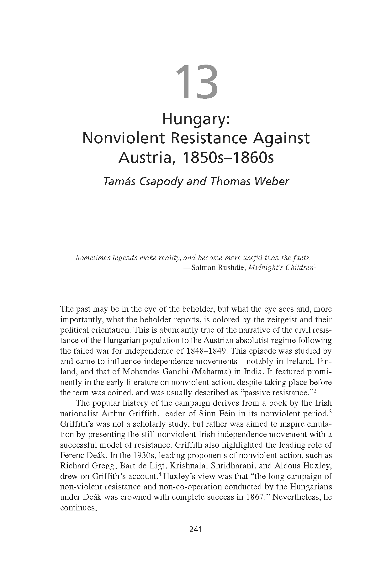 Hungary: Nonviolent Resistance Against Austria, 1850s-1860s (Chapter 13 from ‘Recovering Nonviolent History’)