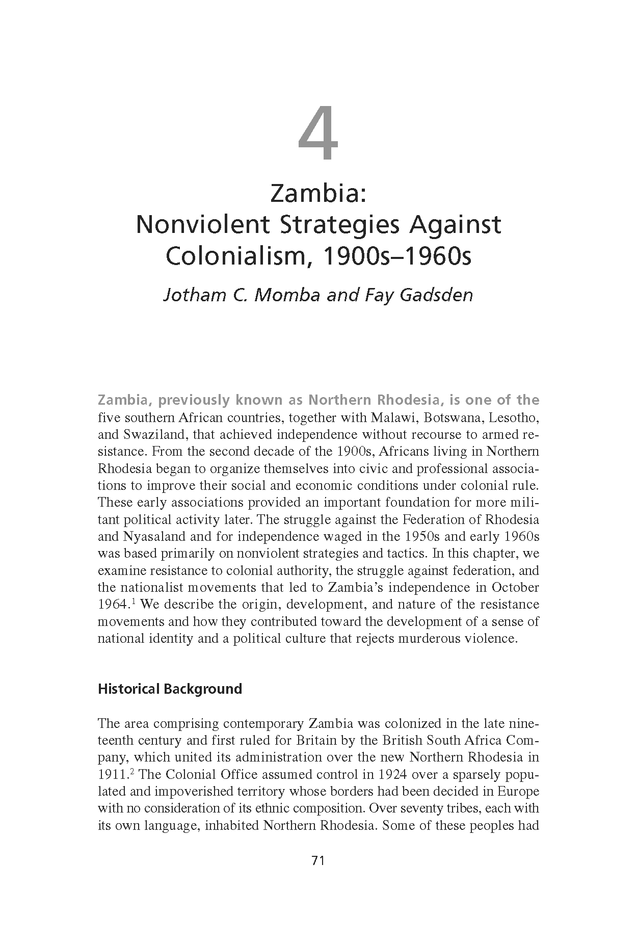 Zambia: Nonviolent Strategies Against Colonialism, 1900s-1960s (Chapter 4 from ‘Recovering Nonviolent History’)