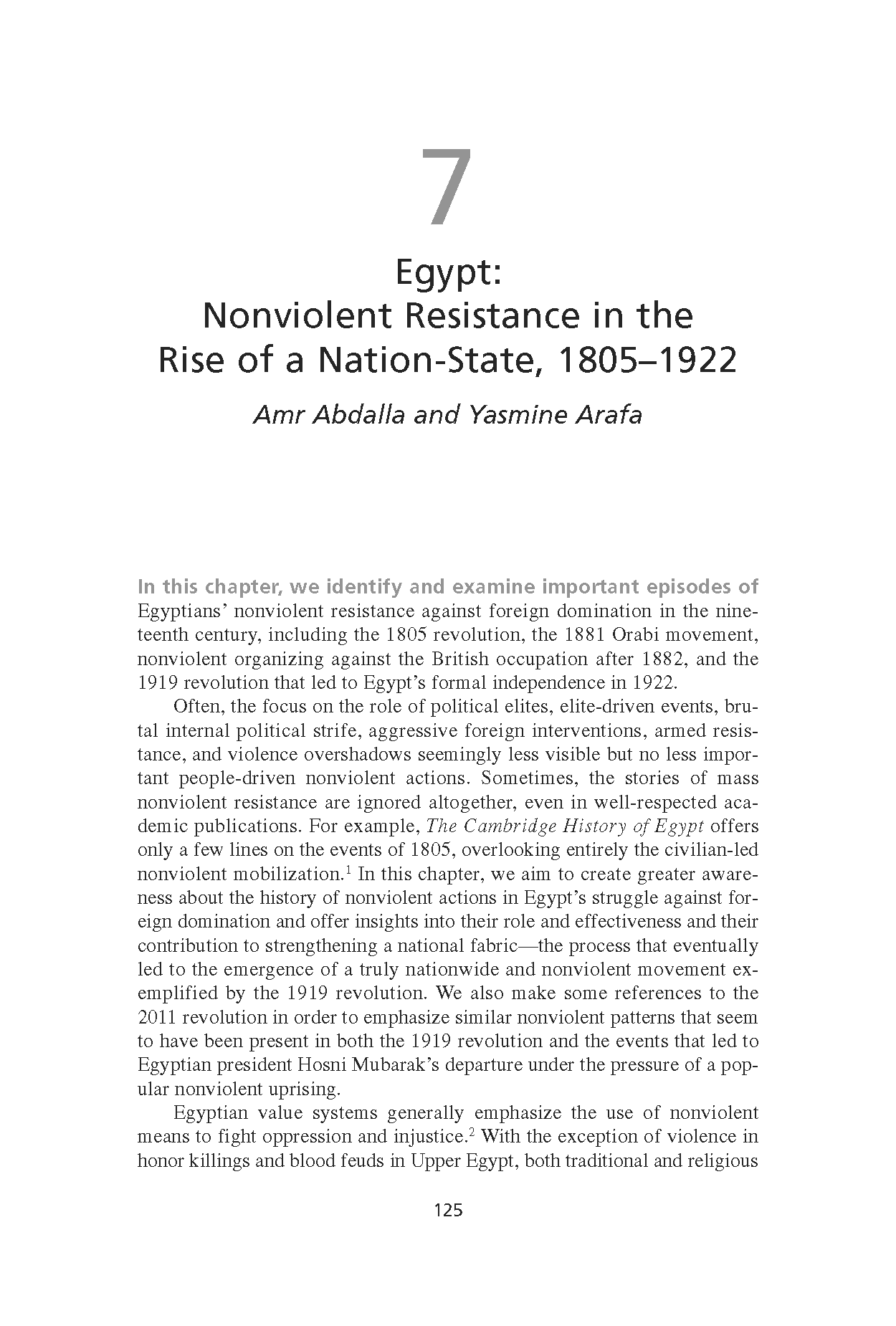 Egypt: Nonviolent Resistance in the Rise of a Nation-State, 1805-1922 (Chapter 7 from ‘Recovering Nonviolent History’)