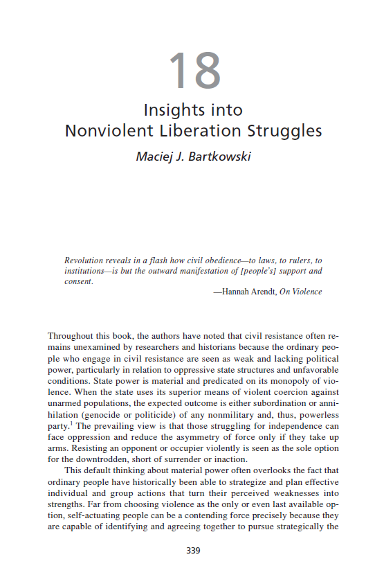 Insights into Nonviolent Liberation Struggles (Chapter 18 from ‘Recovering Nonviolent History’)