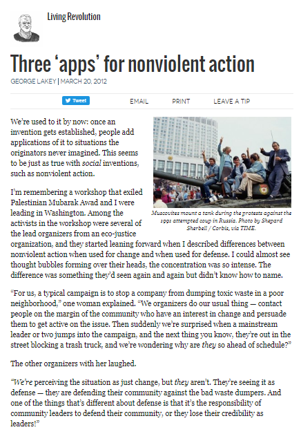 Three Applications for Nonviolent Action