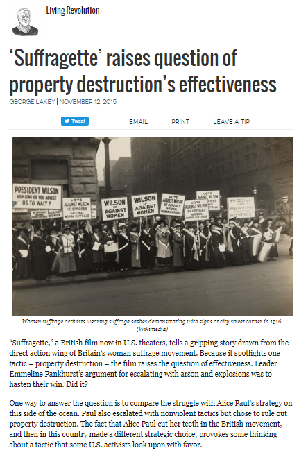 Comparing Tactics of Property Destruction in the US and British Suffragette Movements