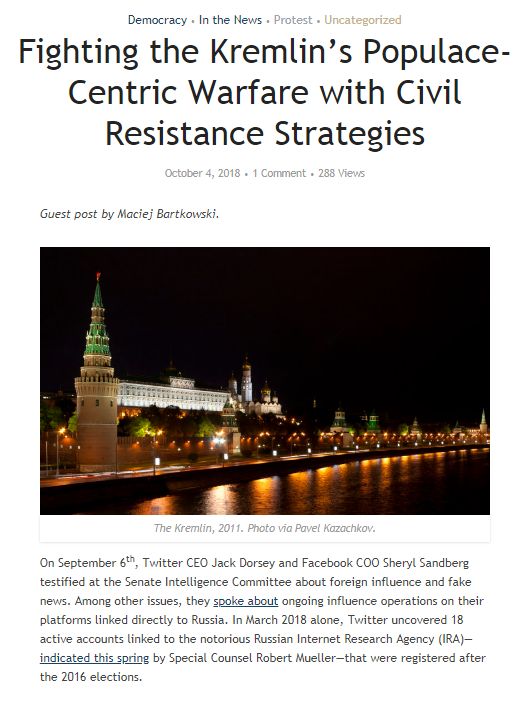 Fighting the Kremlin’s Populace-Centric Warfare with Civil Resistance Strategies