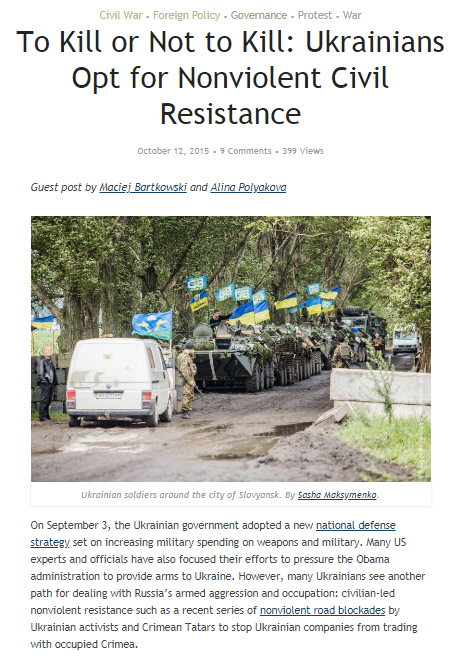 To Kill or Not to Kill: Ukrainians Opt for Nonviolent Civil Resistance