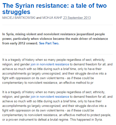 The Syrian Resistance: A Tale of Two Struggles