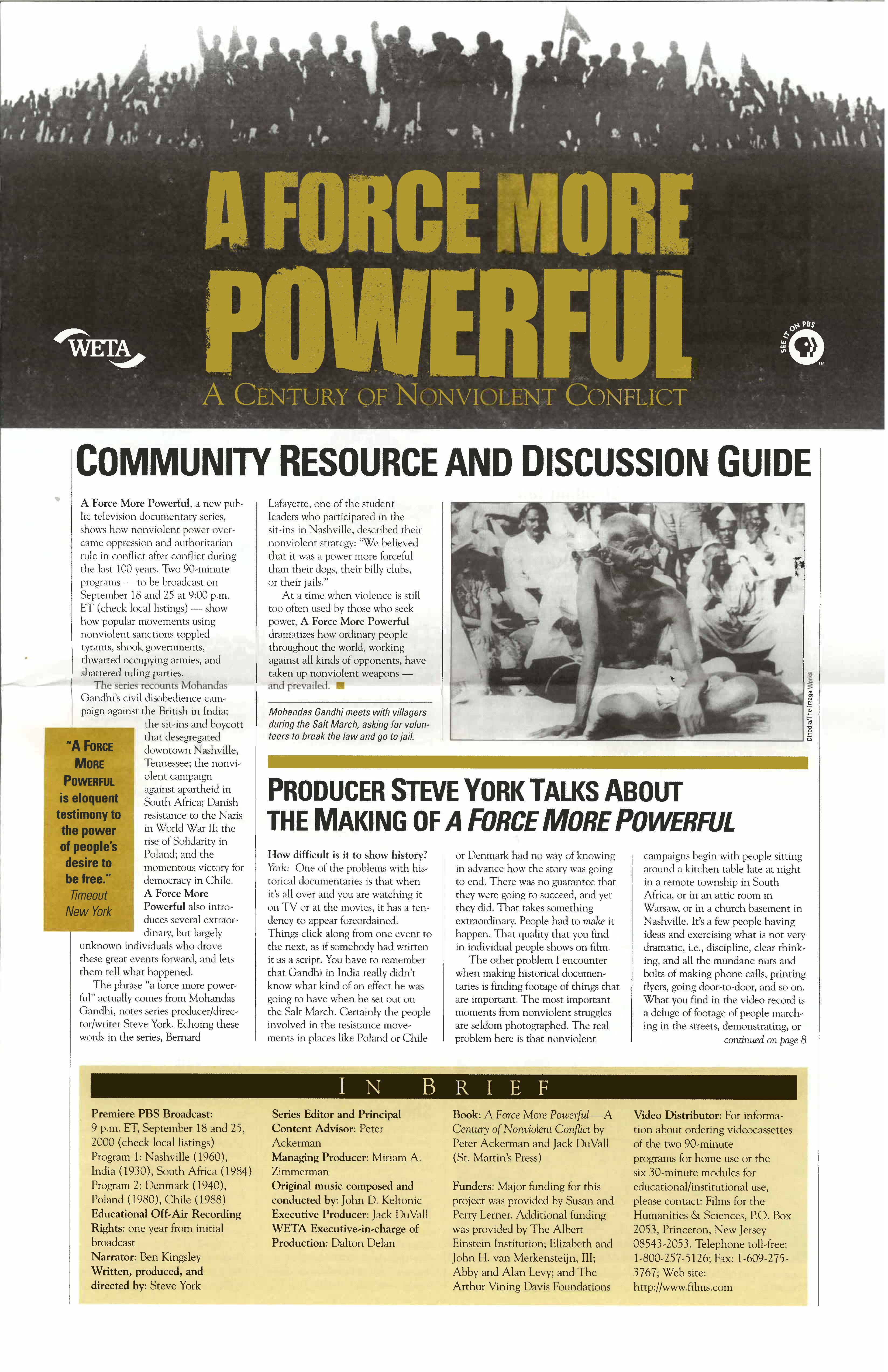 A Force More Powerful — Community Resource and Discussion Guide