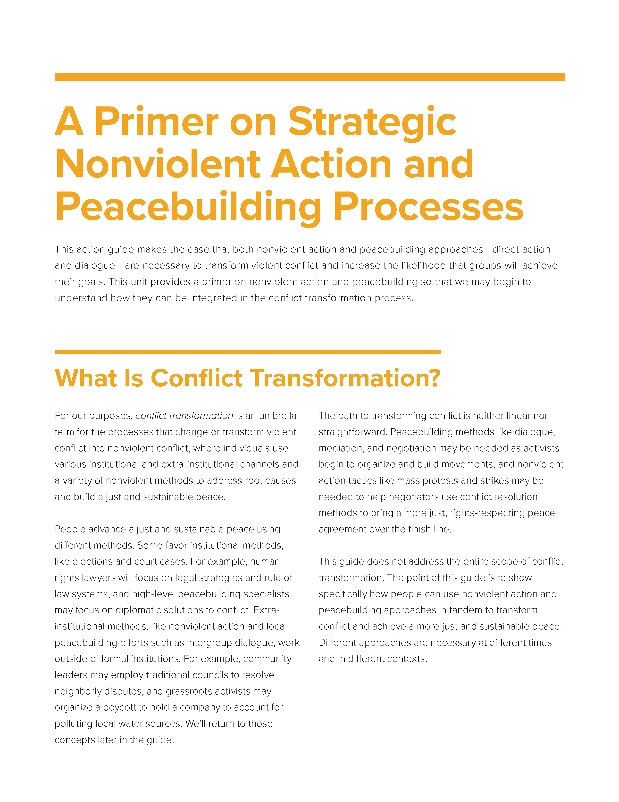 SNAP: Synergizing Nonviolent Action and Peacebuilding